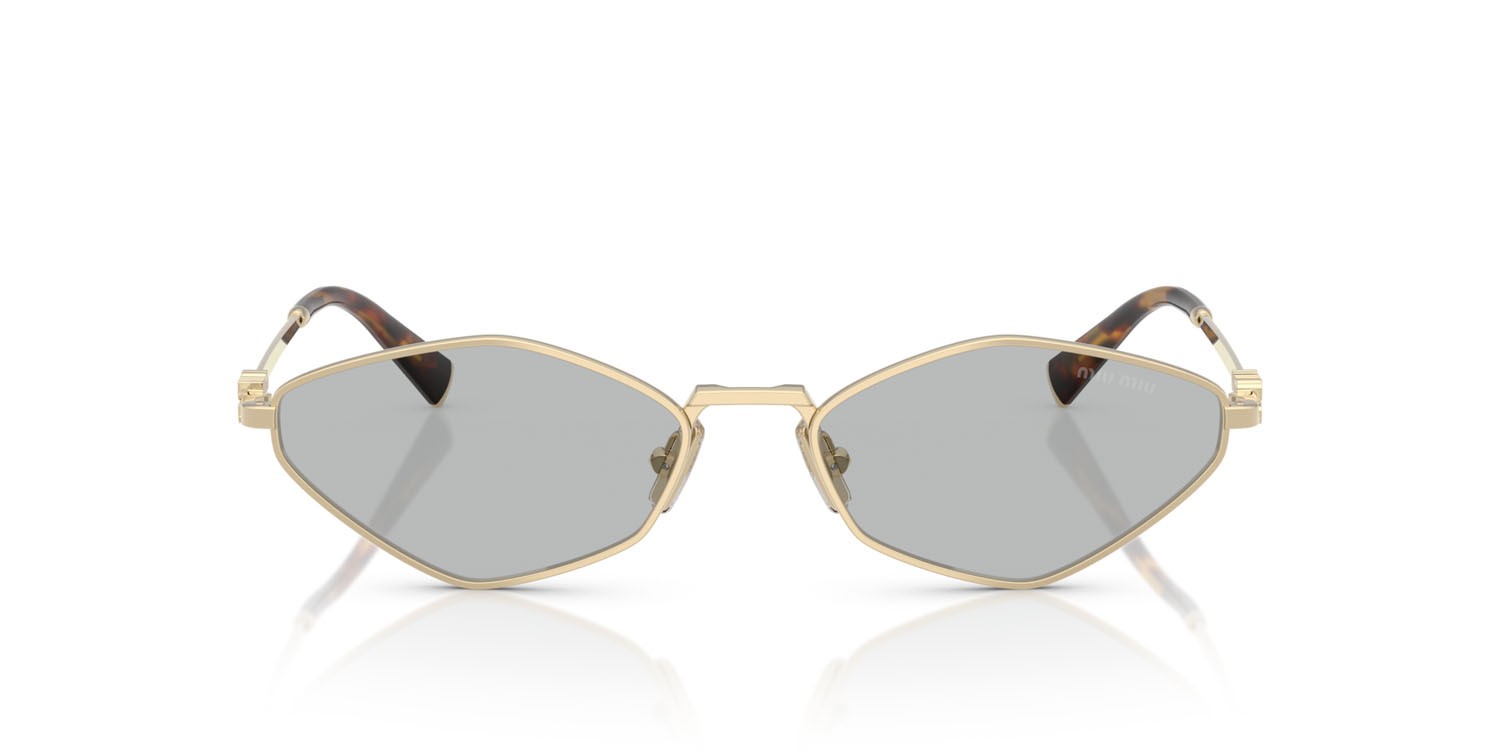 Occhiali da sole Miu Miu MU 56ZS (ZVN50K) colore oro pallido forma irregolare lenti grigio chiaro