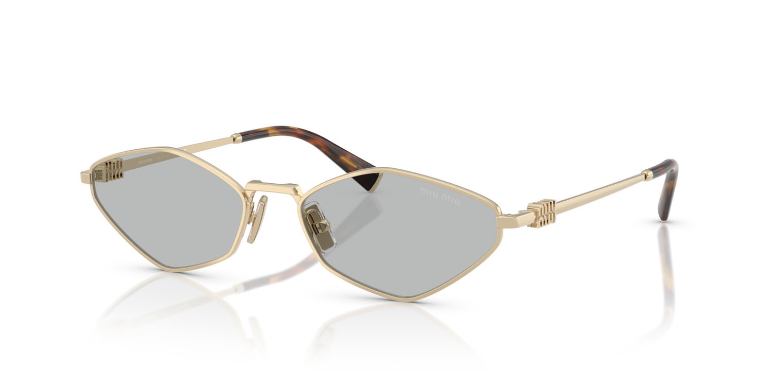 Occhiali da sole Miu Miu MU 56ZS (ZVN50K) colore oro pallido forma irregolare lenti grigio chiaro