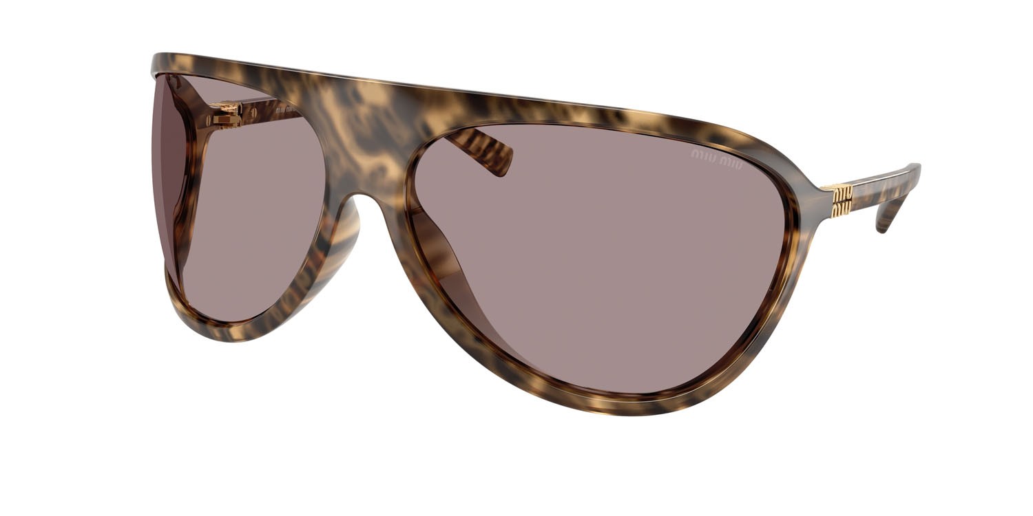 Sonnenbrillen Miu Miu MU A01S (11Z06I) farbe havana form unregelmäßig gläser viola chiaro/marrone