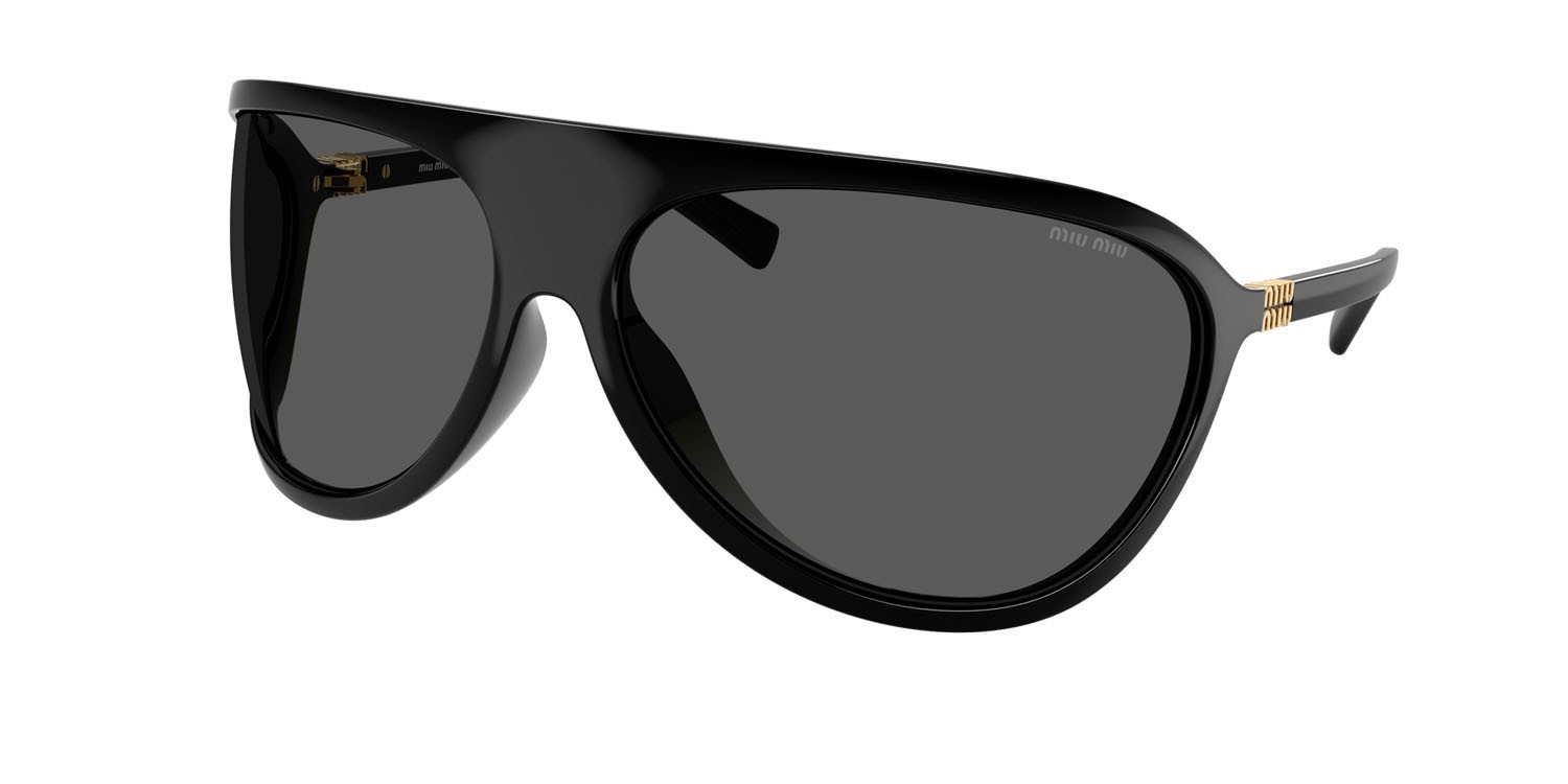 Occhiali da sole Miu Miu MU A01S (1AB5S0) colore nero forma irregolare lenti grigio scuro