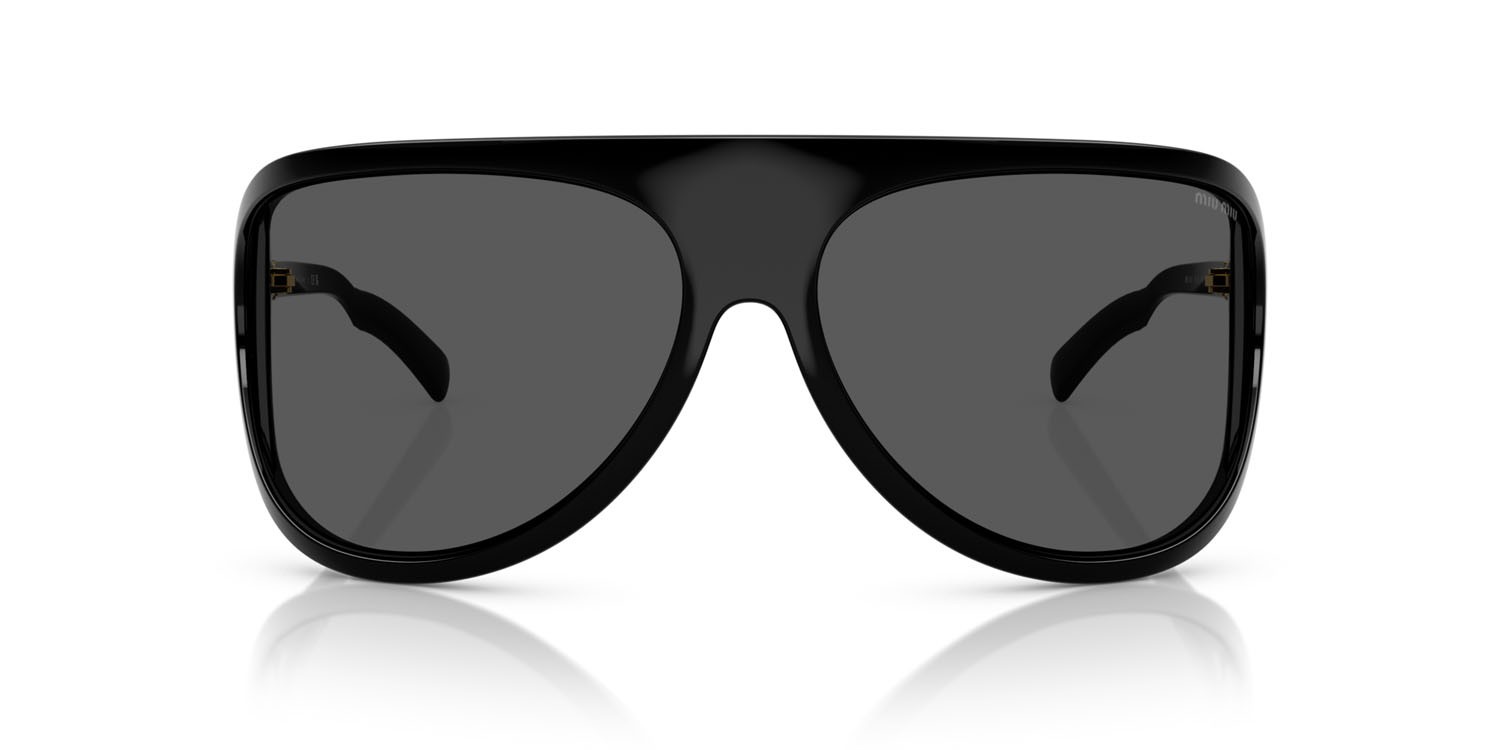 Occhiali da sole Miu Miu MU A01S (1AB5S0) colore nero forma irregolare lenti grigio scuro