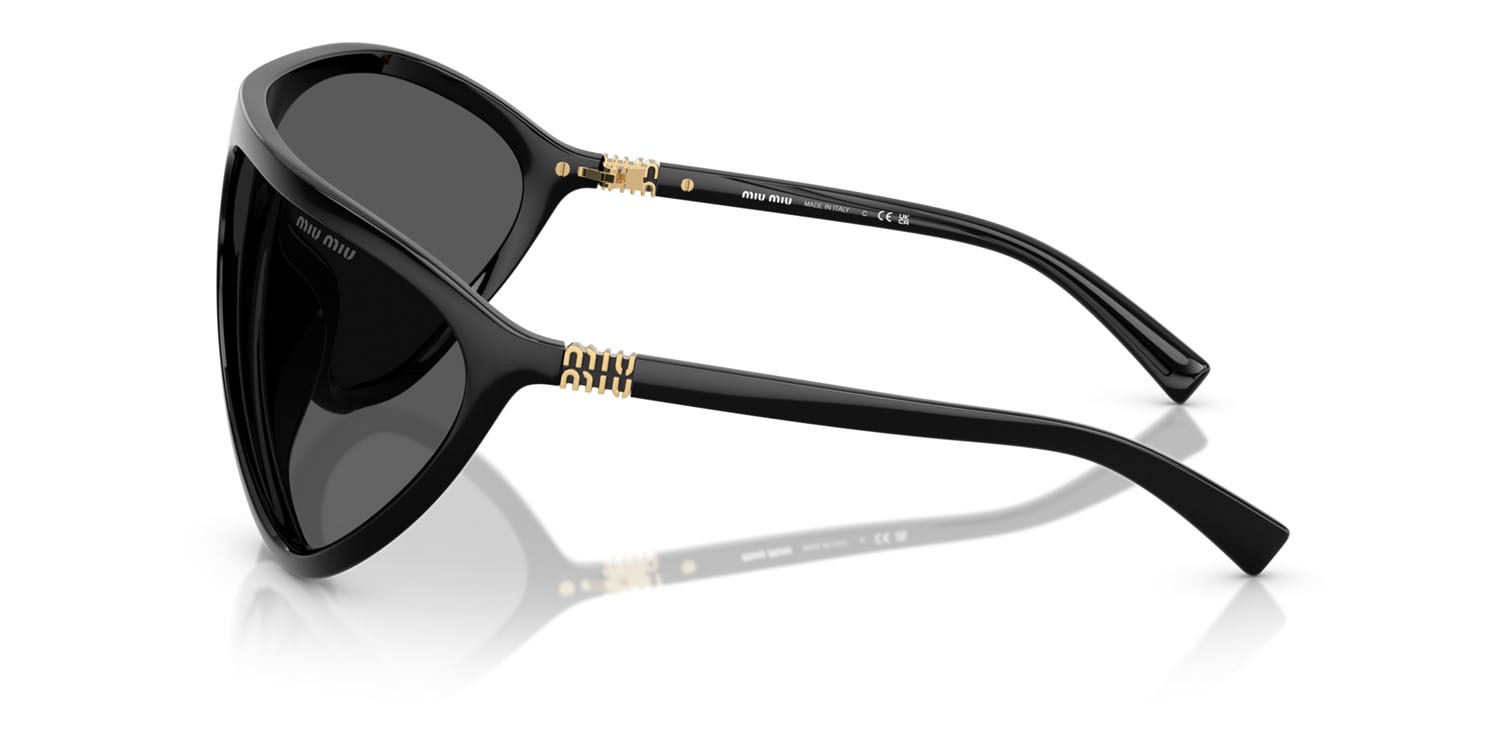 Occhiali da sole Miu Miu MU A01S (1AB5S0) colore nero forma irregolare lenti grigio scuro