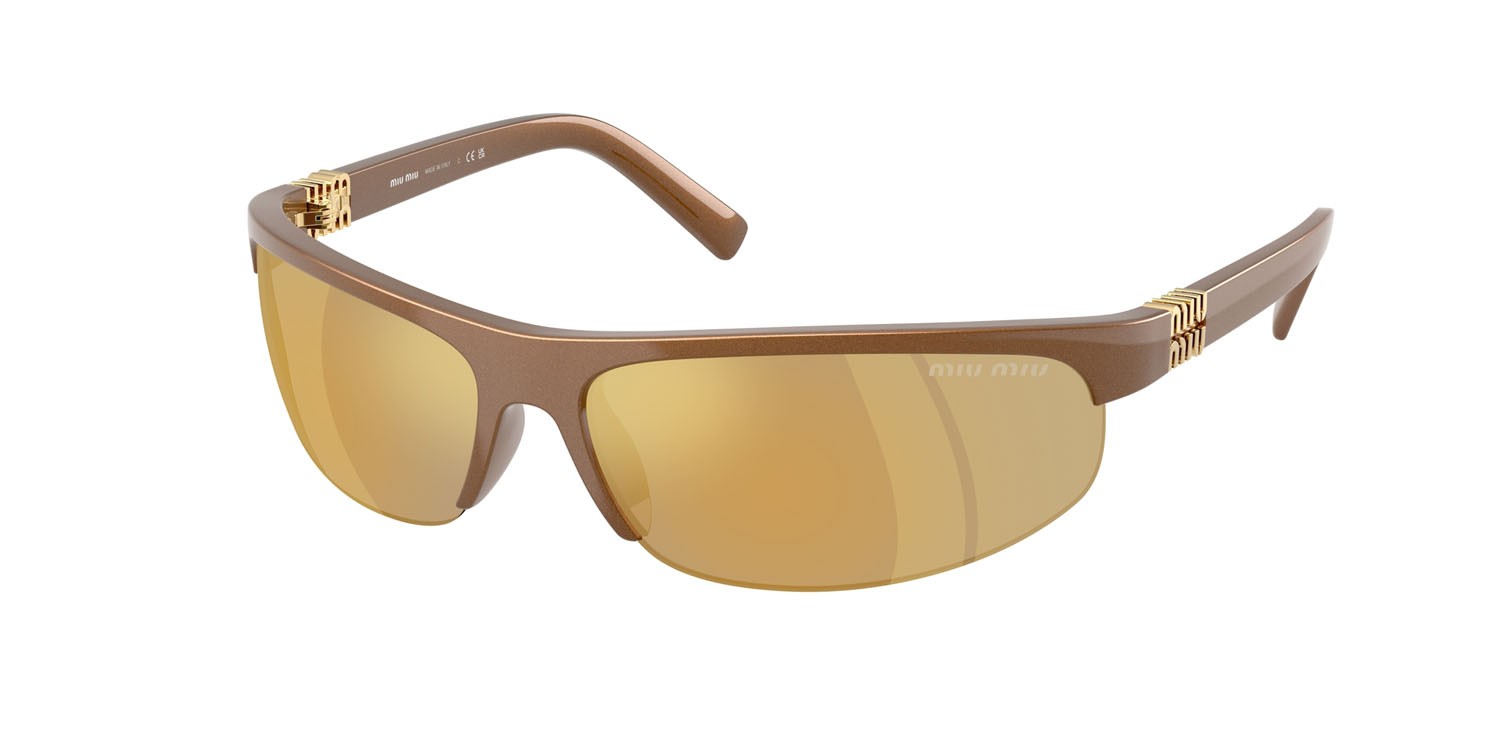 Occhiali da sole Miu Miu MU A02S (16Y8G1) colore ruggine metallizzato forma ovale lenti marrone specchiato oro