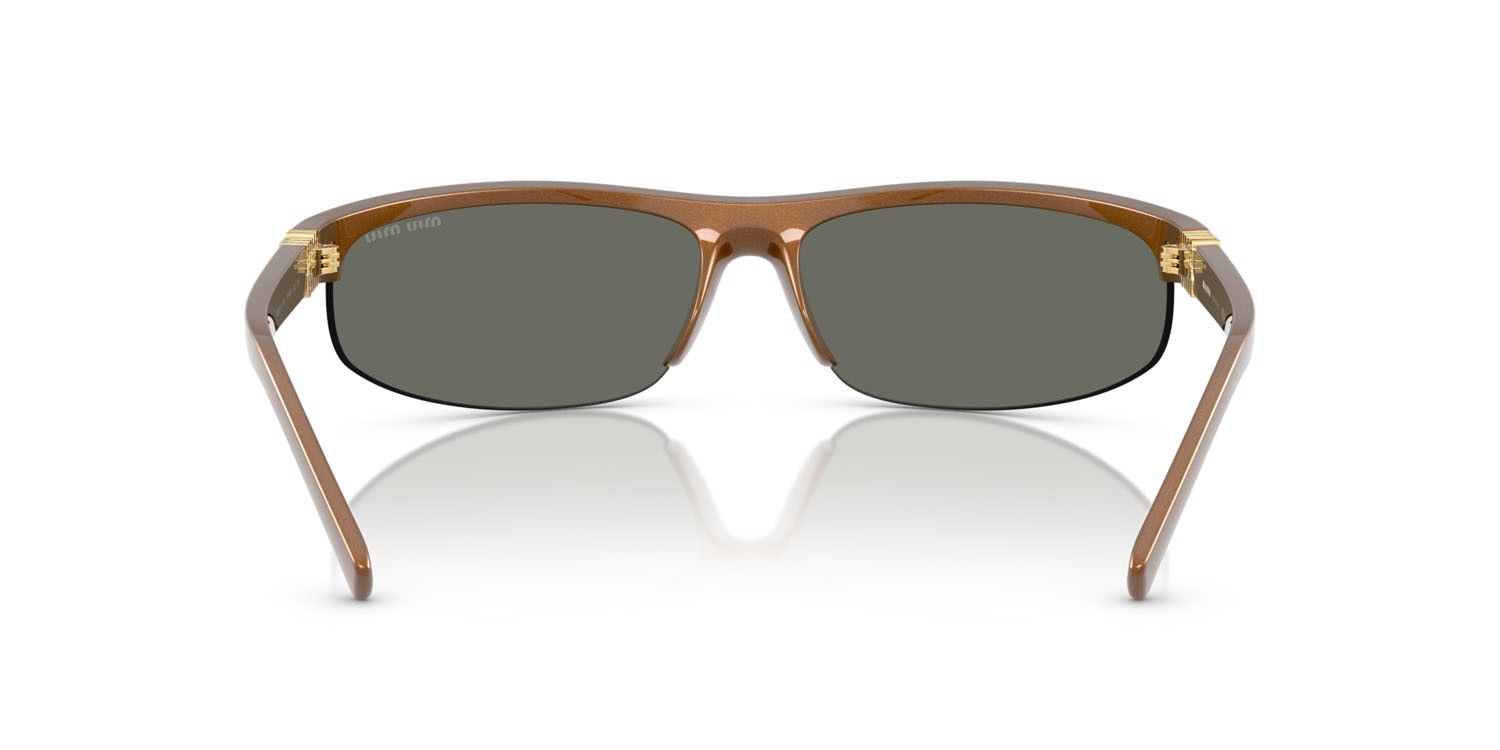 Occhiali da sole Miu Miu MU A02S (16Y8G1) colore ruggine metallizzato forma ovale lenti marrone specchiato oro