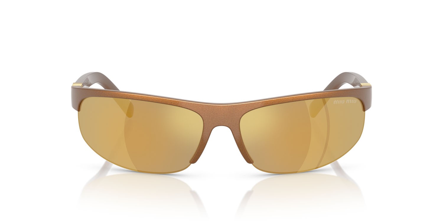 Occhiali da sole Miu Miu MU A02S (16Y8G1) colore ruggine metallizzato forma ovale lenti marrone specchiato oro
