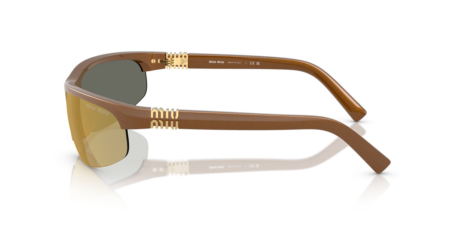 Occhiali da sole Miu Miu MU A02S (16Y8G1) colore ruggine metallizzato forma ovale lenti marrone specchiato oro