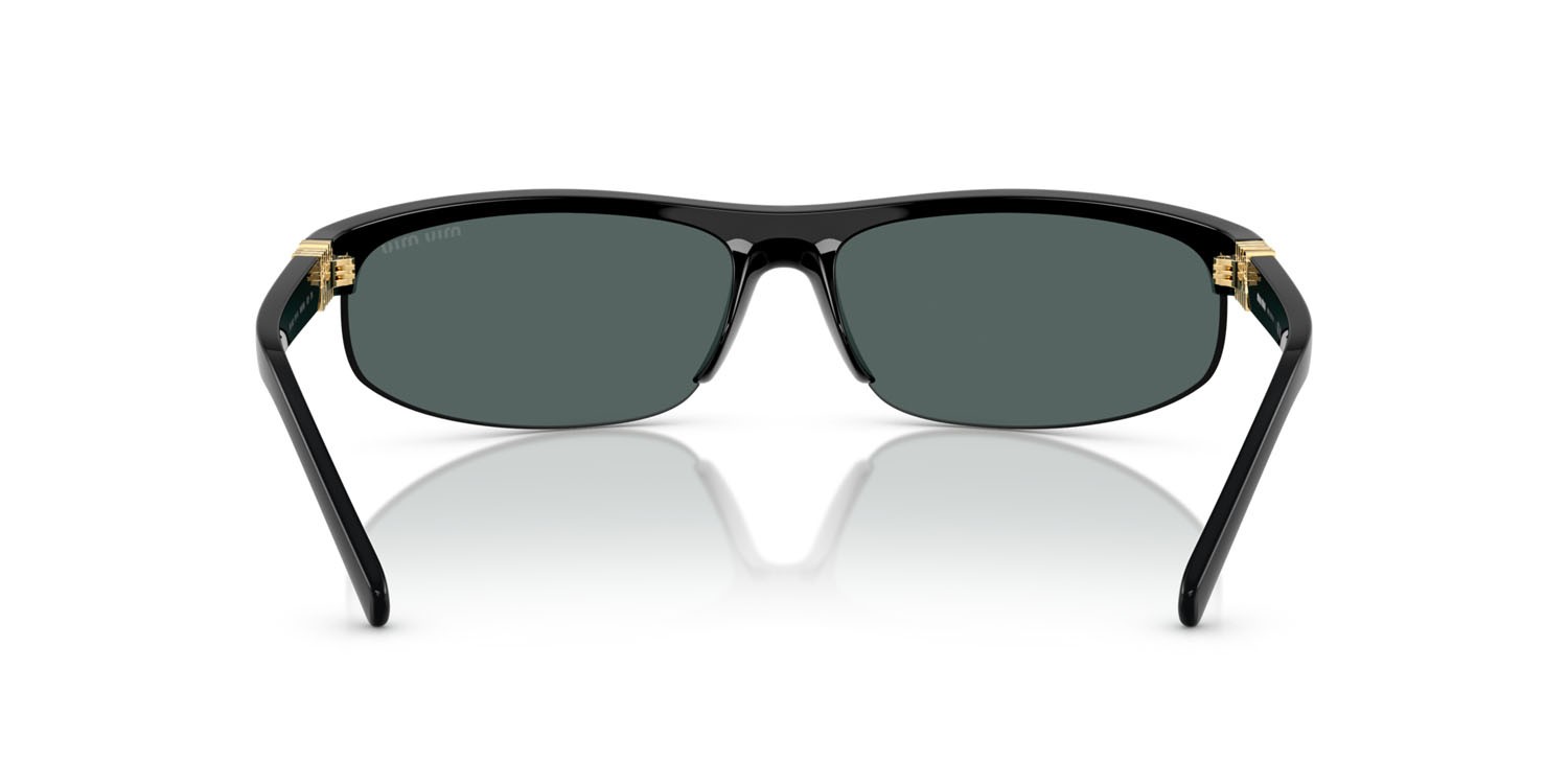 Occhiali da sole Miu Miu MU A02S (1AB90J) colore nero forma ovale lenti dark grey mirror pink