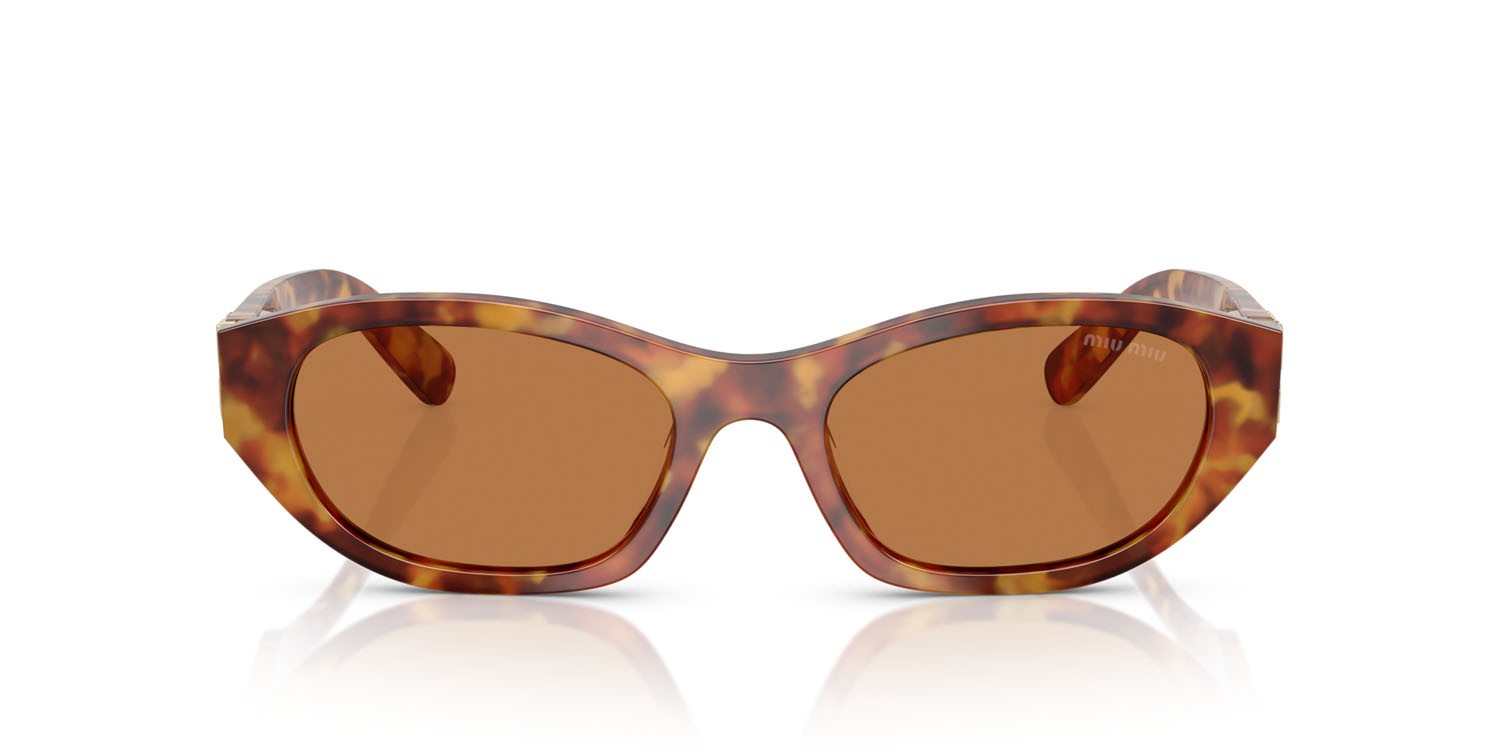 Occhiali da sole Miu Miu MU A03S (10L10I) colore havana chiaro forma irregolare lenti marrone