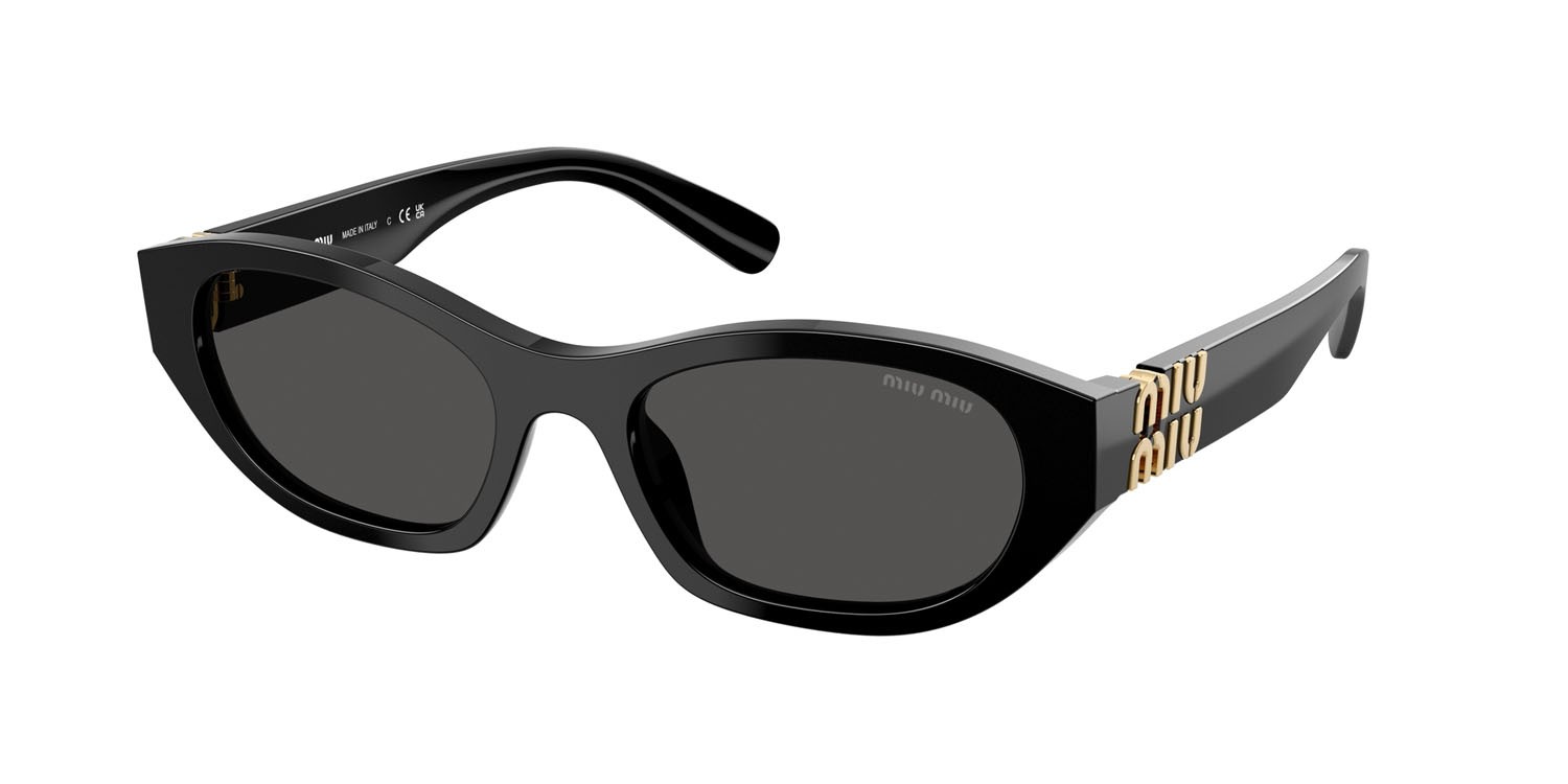 Occhiali da sole Miu Miu MU A03S (16K08Z) colore nero forma irregolare lenti grigio scuro