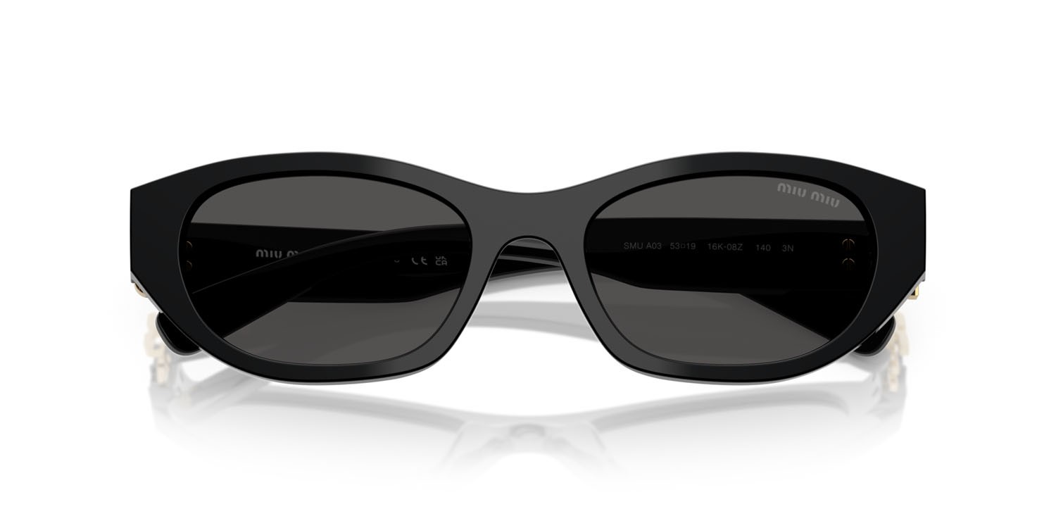 Occhiali da sole Miu Miu MU A03S (16K08Z) colore nero forma irregolare lenti grigio scuro