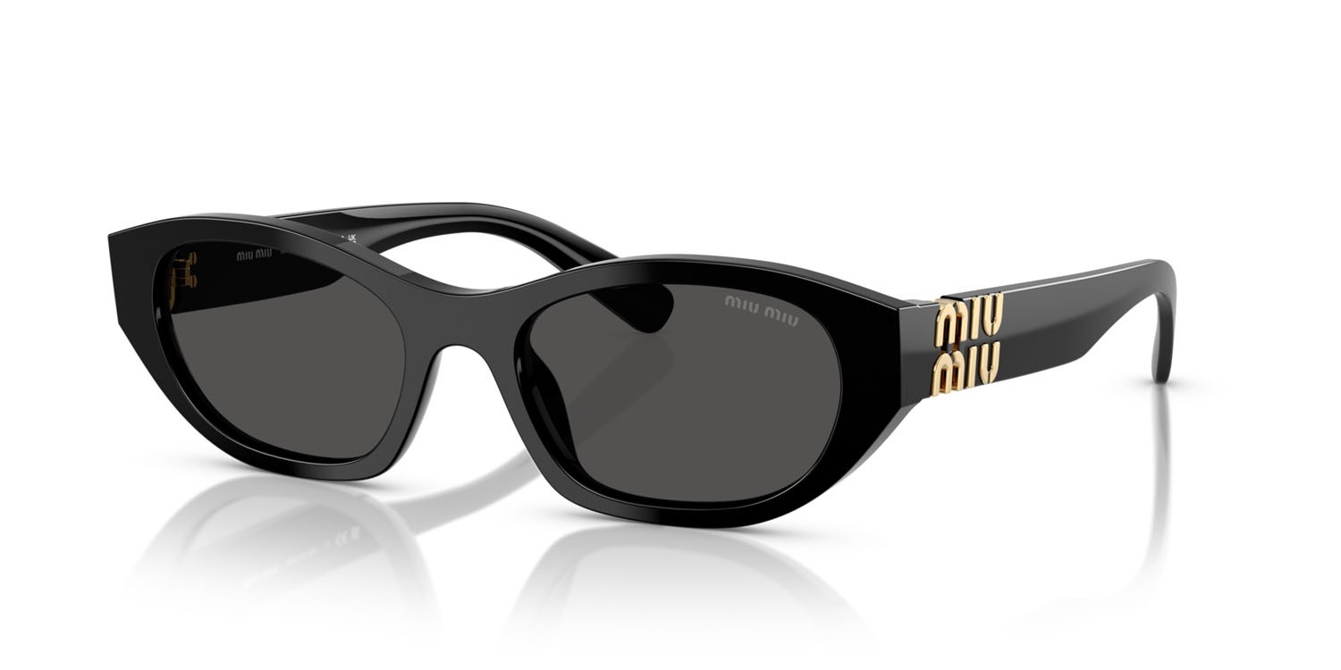 Occhiali da sole Miu Miu MU A03S (16K08Z) colore nero forma irregolare lenti grigio scuro