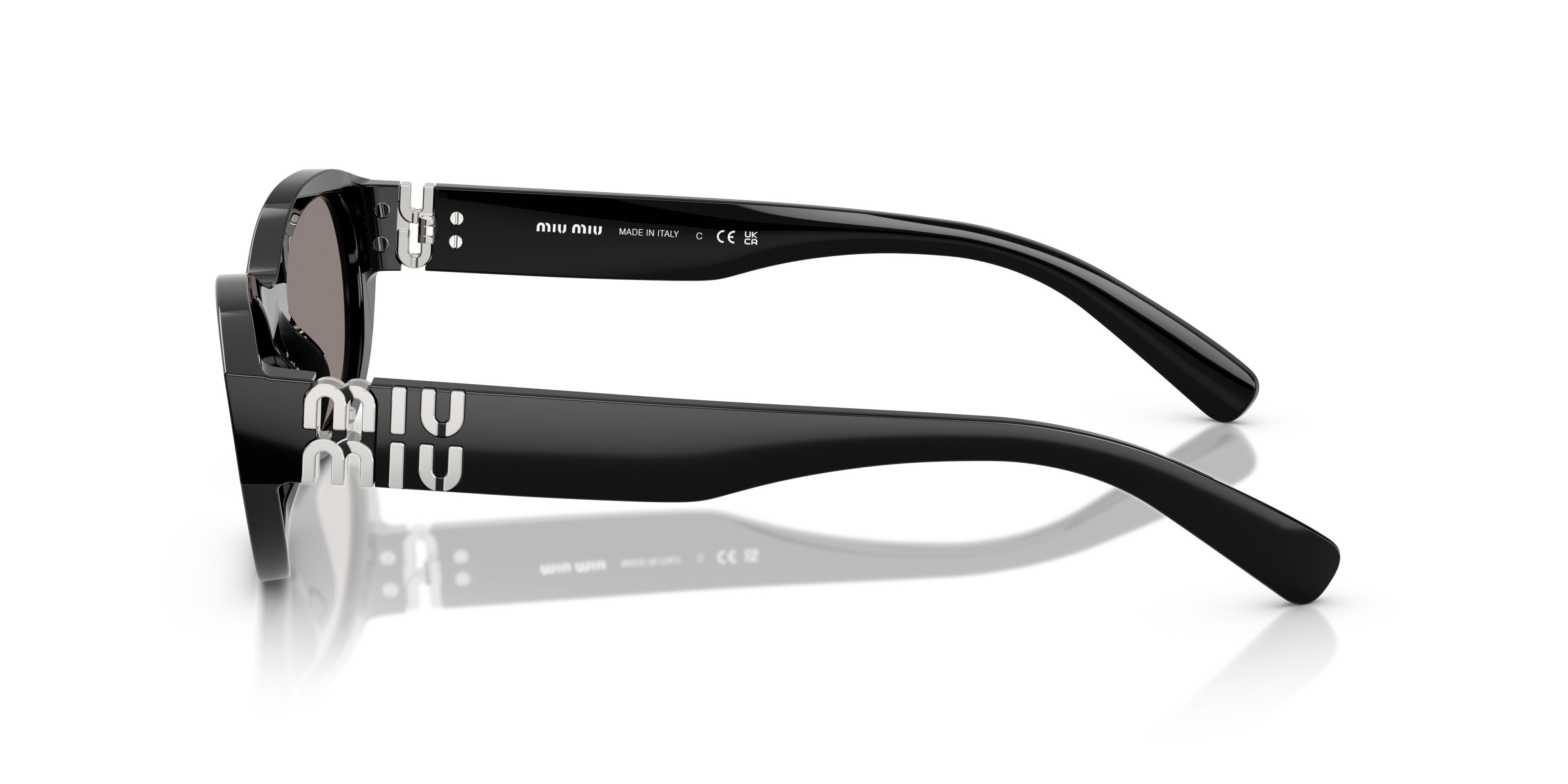 Occhiali da sole Miu Miu MU A03S (16K80Q) colore nero forma irregolare lenti grigio scuro