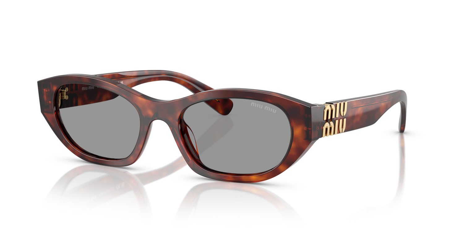 Occhiali da sole Miu Miu MU A03S (21C40O) colore havana mahogany forma irregolare lenti grigio