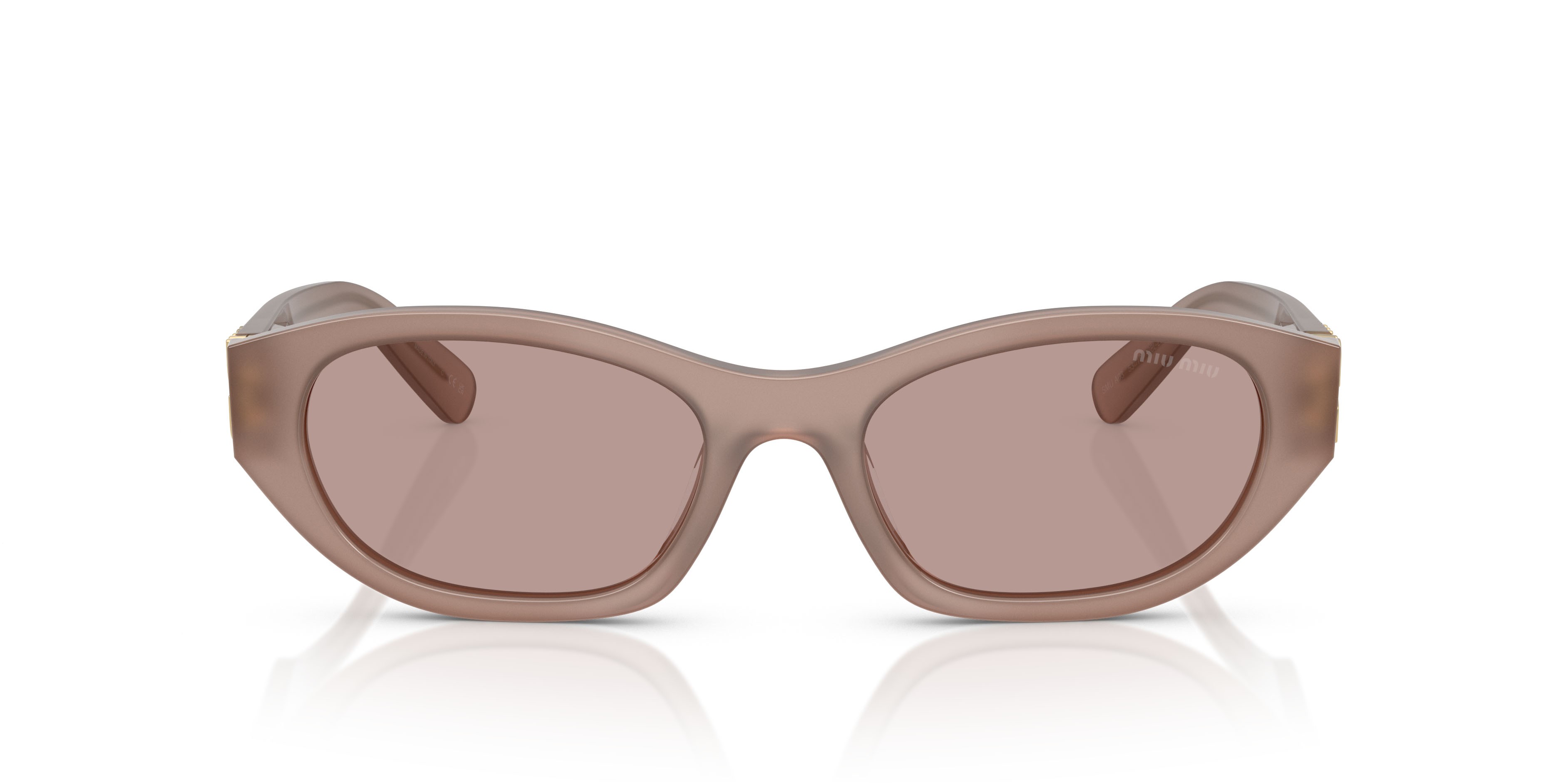 Occhiali da sole Miu Miu MU A03S (28L20I) colore grigio forma irregolare lenti viola chiaro/marrone