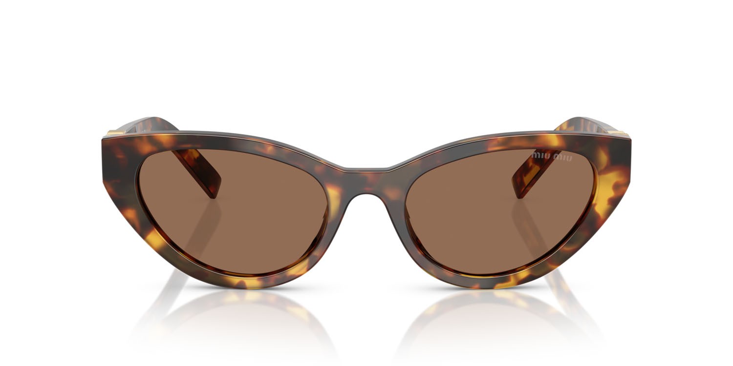 Occhiali da sole Miu Miu MU A04S (14L60M) colore havana miele forma farfalla lenti marrone scuro