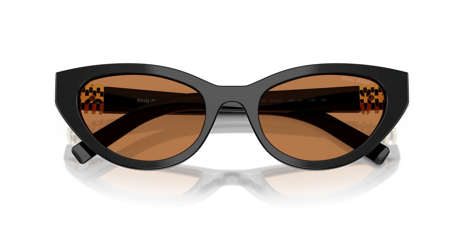 Occhiali da sole Miu Miu MU A04S (16K10I) colore nero forma farfalla lenti marrone