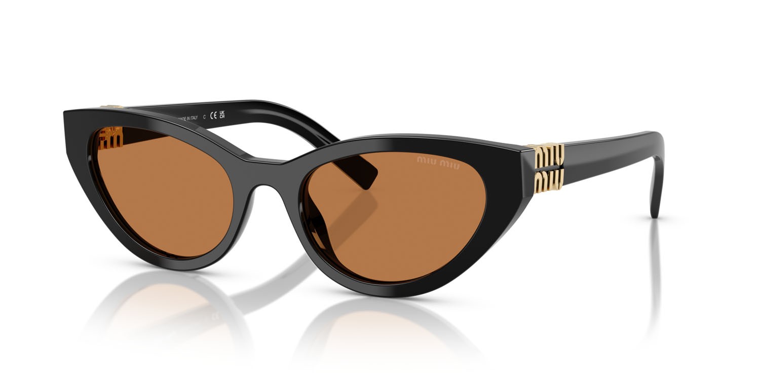 Occhiali da sole Miu Miu MU A04S (16K10I) colore nero forma farfalla lenti marrone