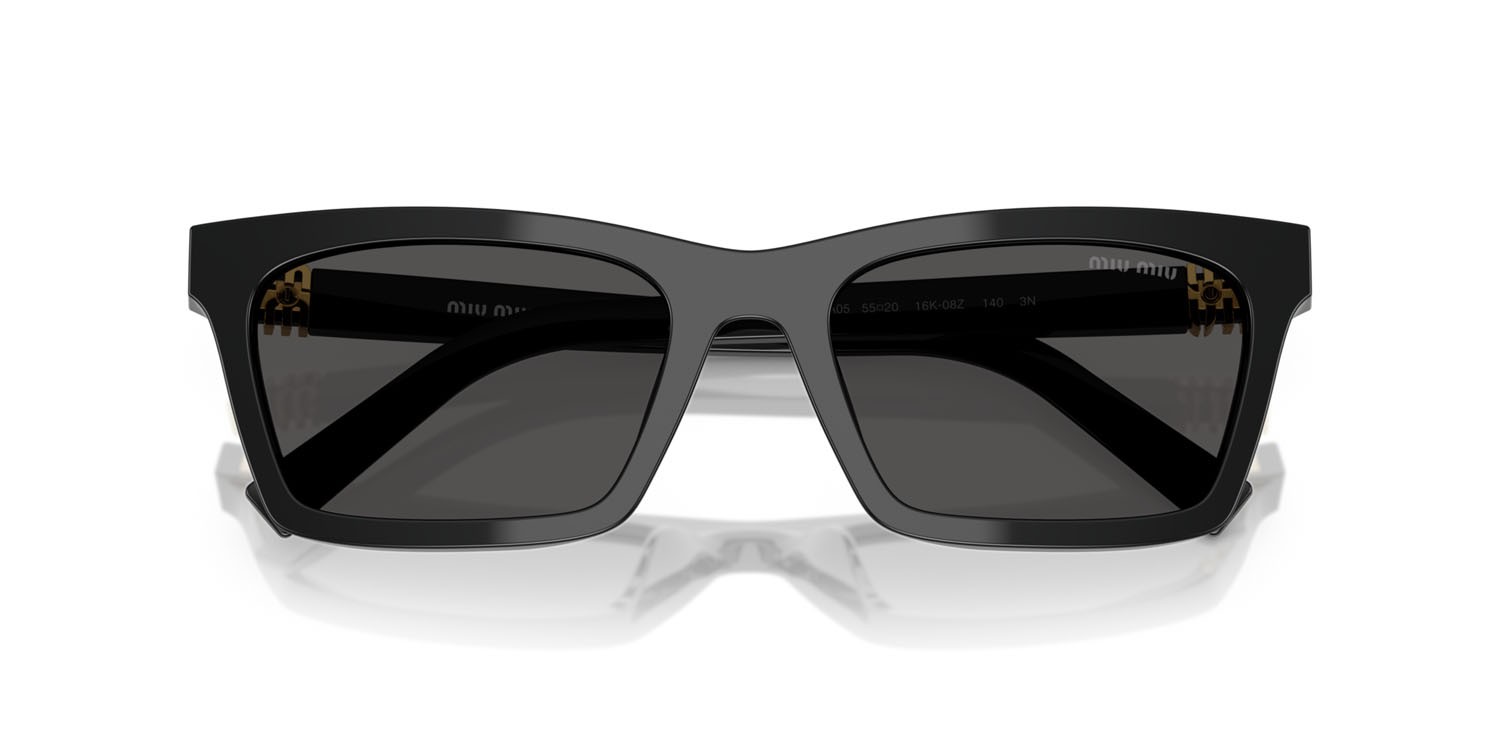 Occhiali da sole Miu Miu MU A05S (16K08Z) colore nero forma rettangolare lenti grigio scuro