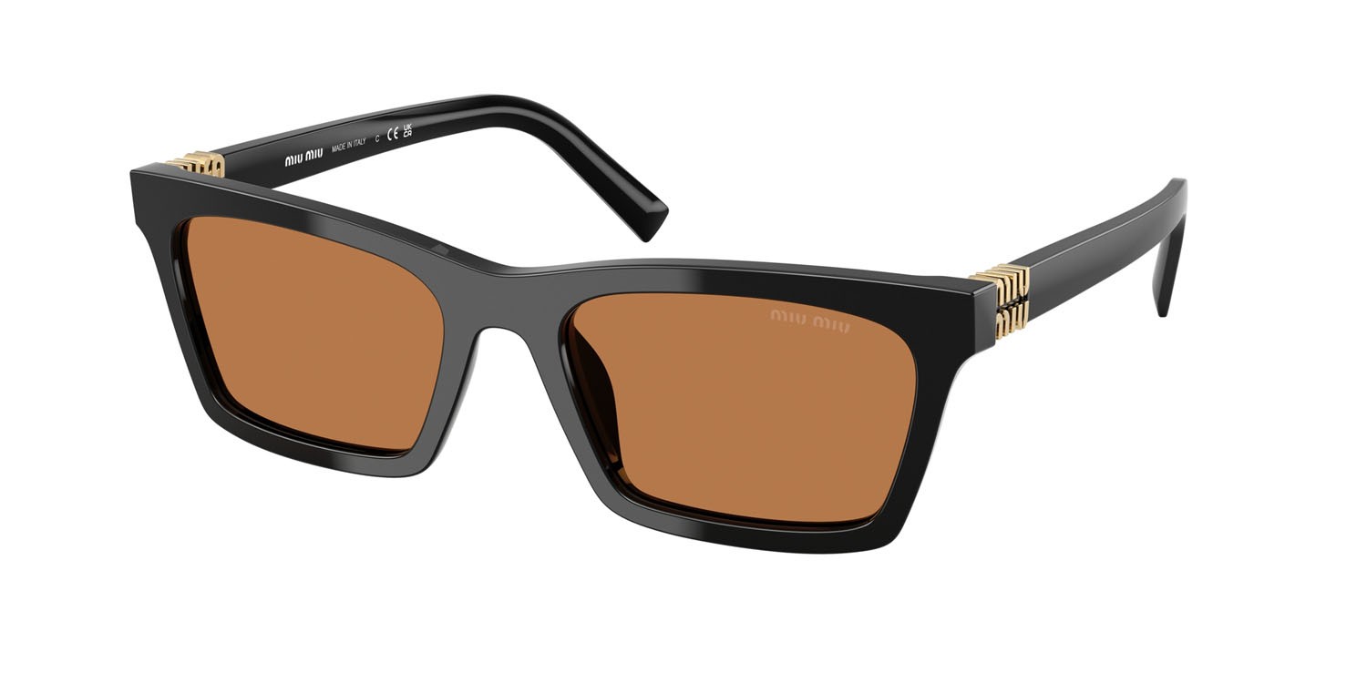 Occhiali da sole Miu Miu MU A05S (16K10I) colore nero forma rettangolare lenti marrone