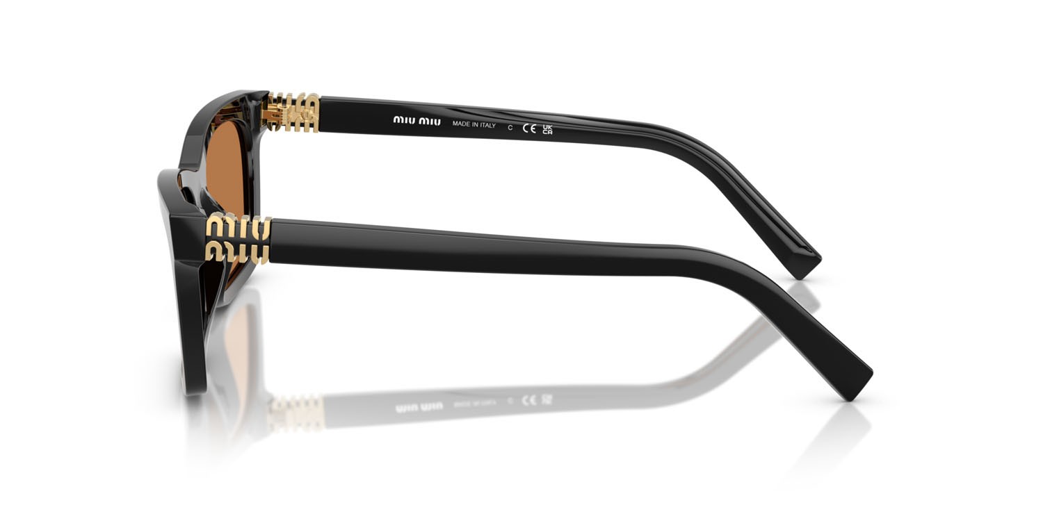 Occhiali da sole Miu Miu MU A05S (16K10I) colore nero forma rettangolare lenti marrone