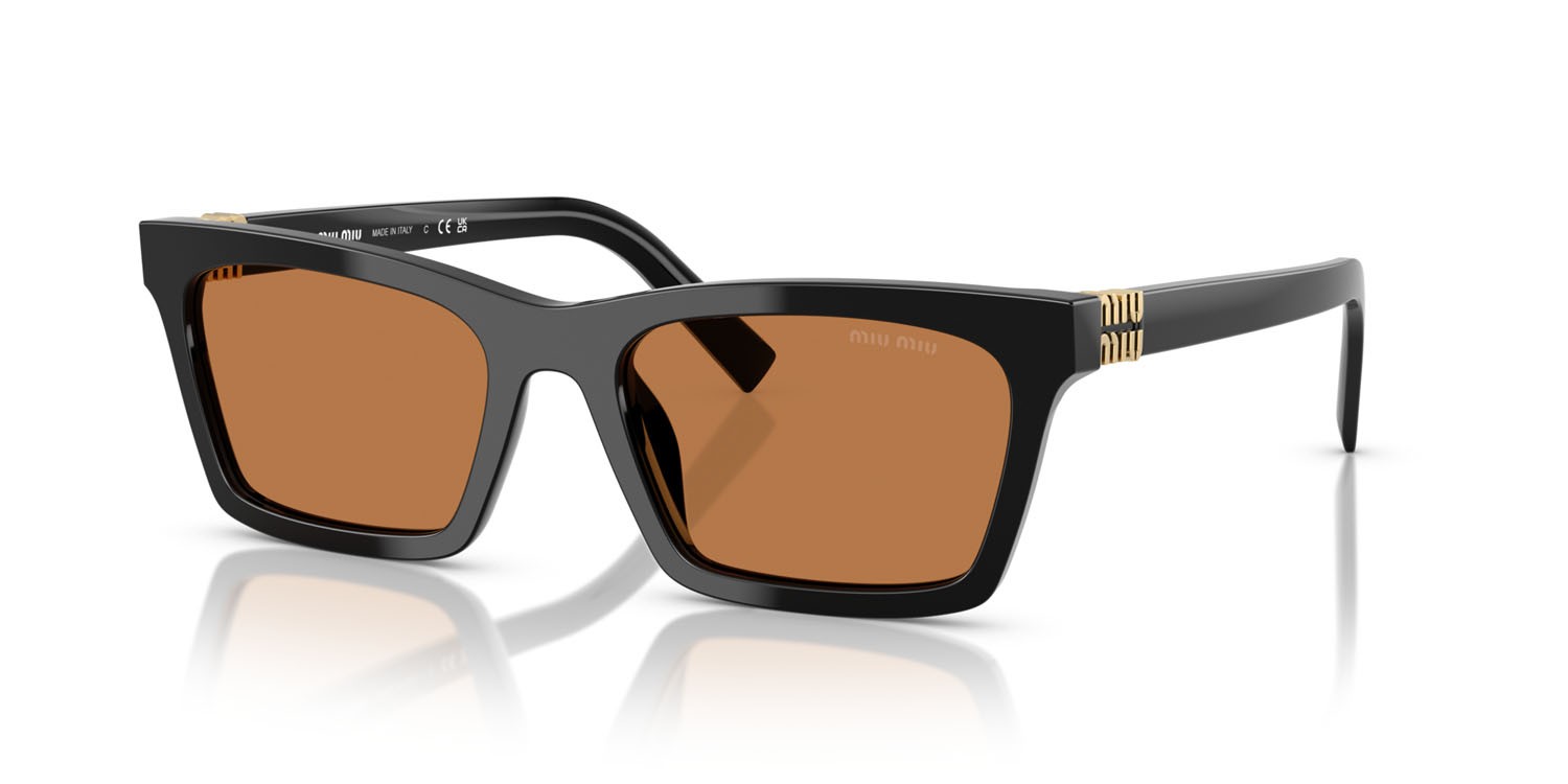 Occhiali da sole Miu Miu MU A05S (16K10I) colore nero forma rettangolare lenti marrone