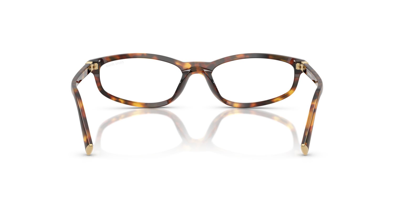 Occhiali da sole Miu Miu MU A06S (14L08N) colore havana miele forma irregolare lenti trasparente con filtro anti luce blu