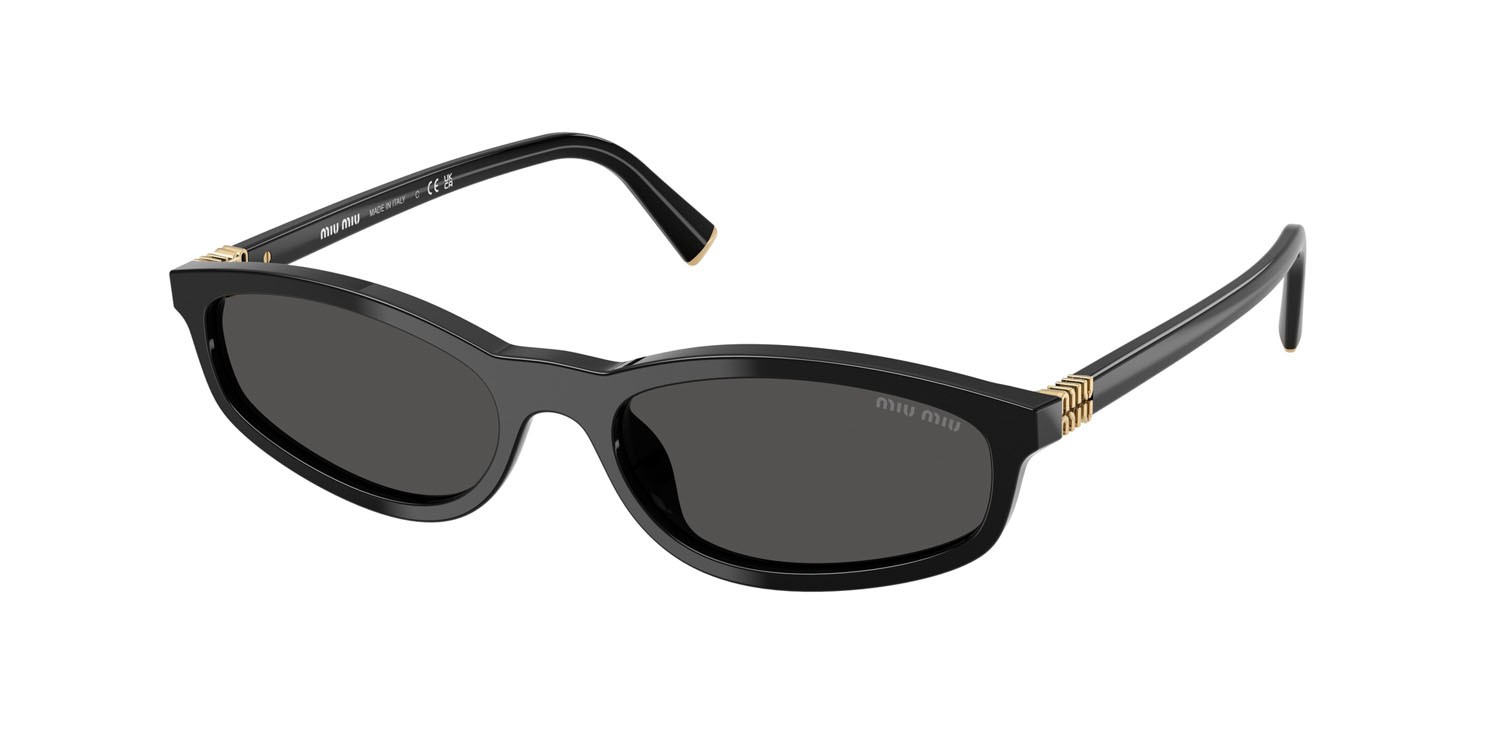 Sunglasses Miu Miu MU A06S (16K08Z) color nero shape irregular lenses grigio scuro