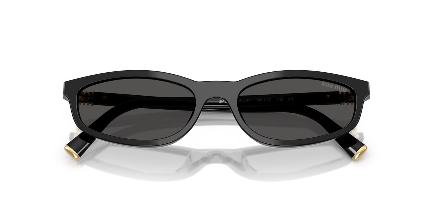Sunglasses Miu Miu MU A06S (16K08Z) color nero shape irregular lenses grigio scuro