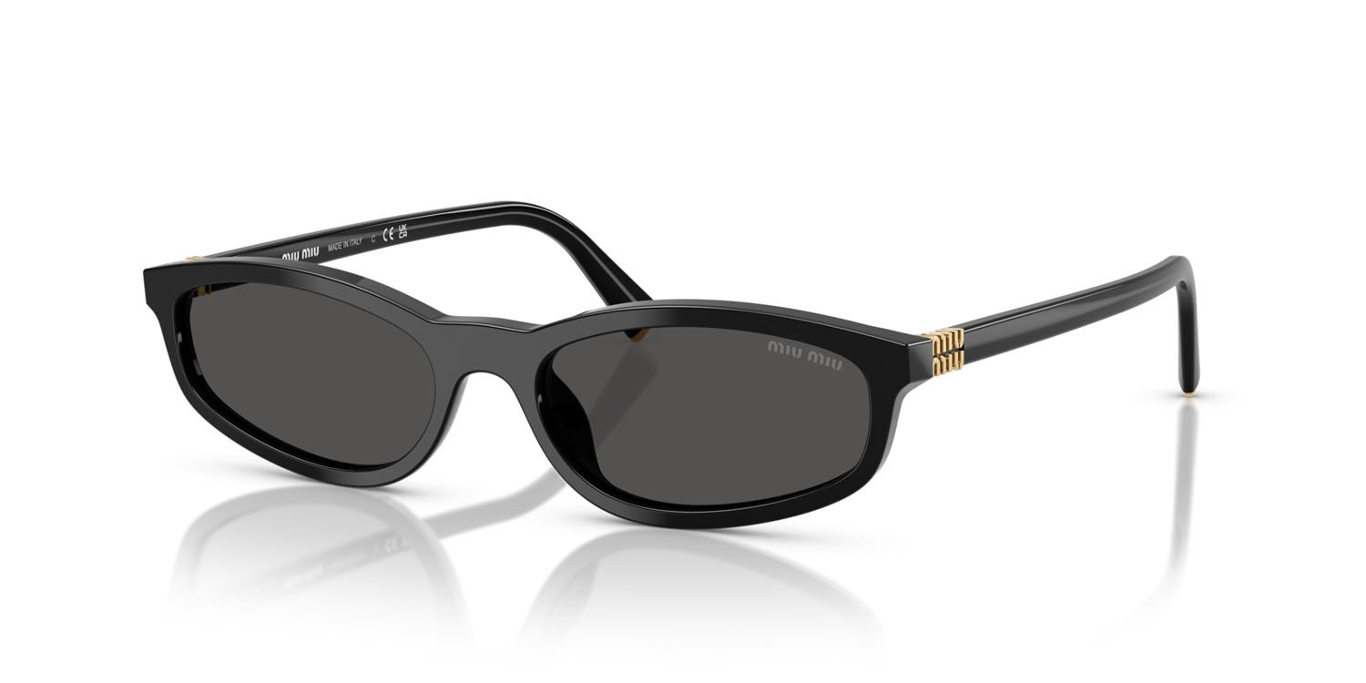 Sunglasses Miu Miu MU A06S (16K08Z) color nero shape irregular lenses grigio scuro