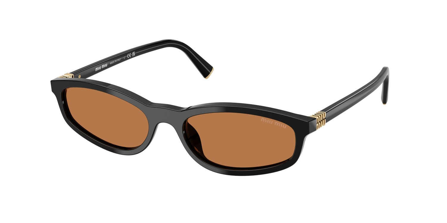 Occhiali da sole Miu Miu MU A06S (16K10I) colore nero forma irregolare lenti marrone