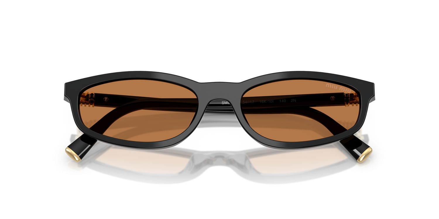 Occhiali da sole Miu Miu MU A06S (16K10I) colore nero forma irregolare lenti marrone