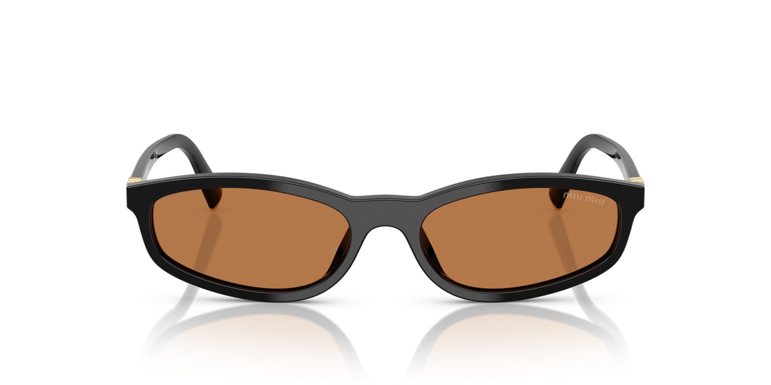 Occhiali da sole Miu Miu MU A06S (16K10I) colore nero forma irregolare lenti marrone