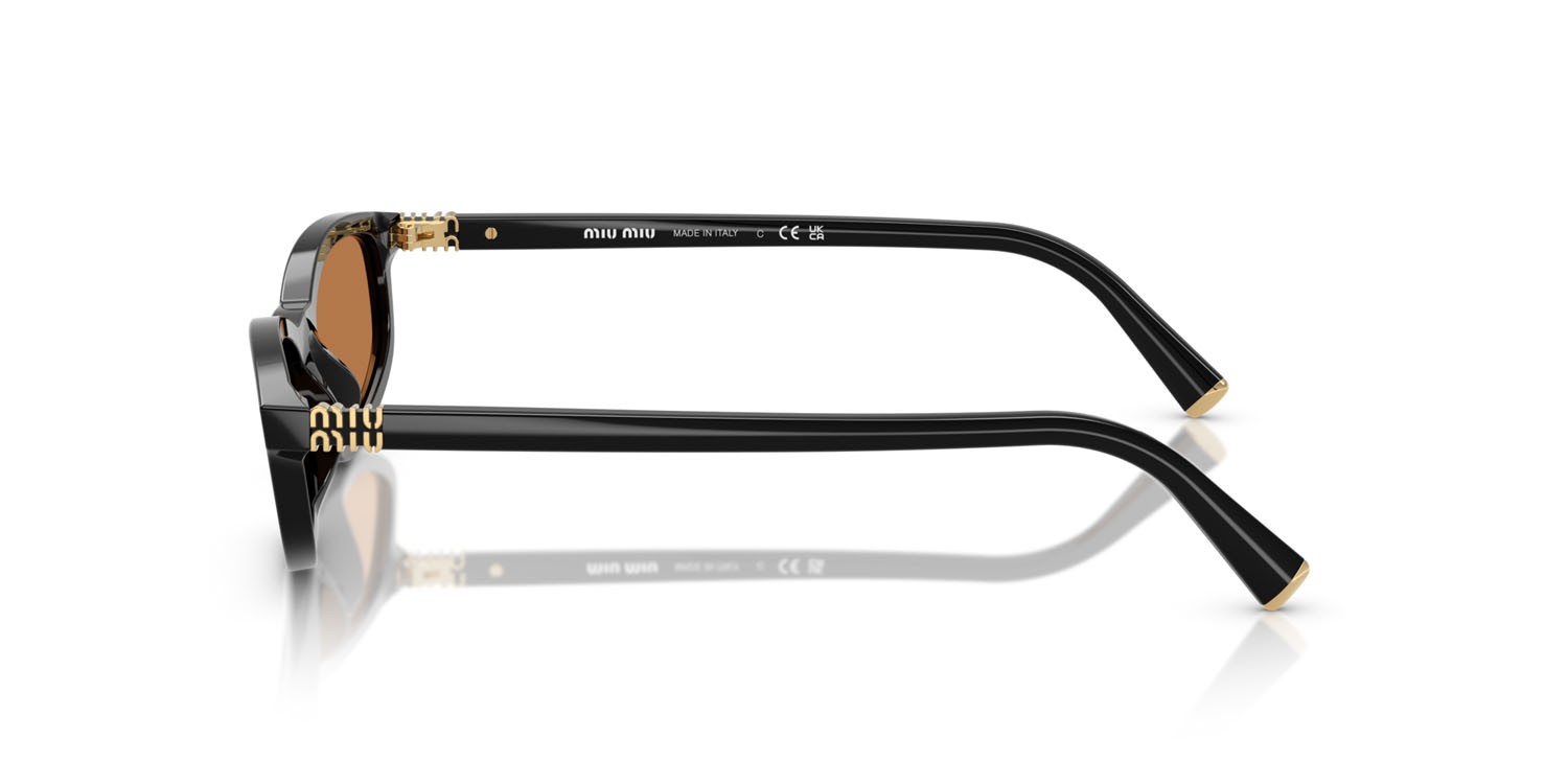 Occhiali da sole Miu Miu MU A06S (16K10I) colore nero forma irregolare lenti marrone