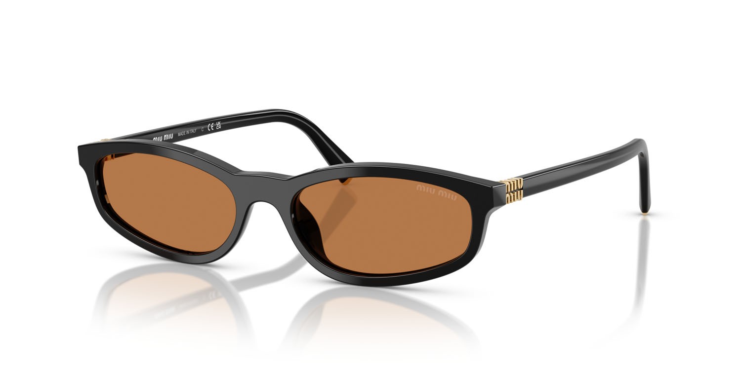 Occhiali da sole Miu Miu MU A06S (16K10I) colore nero forma irregolare lenti marrone