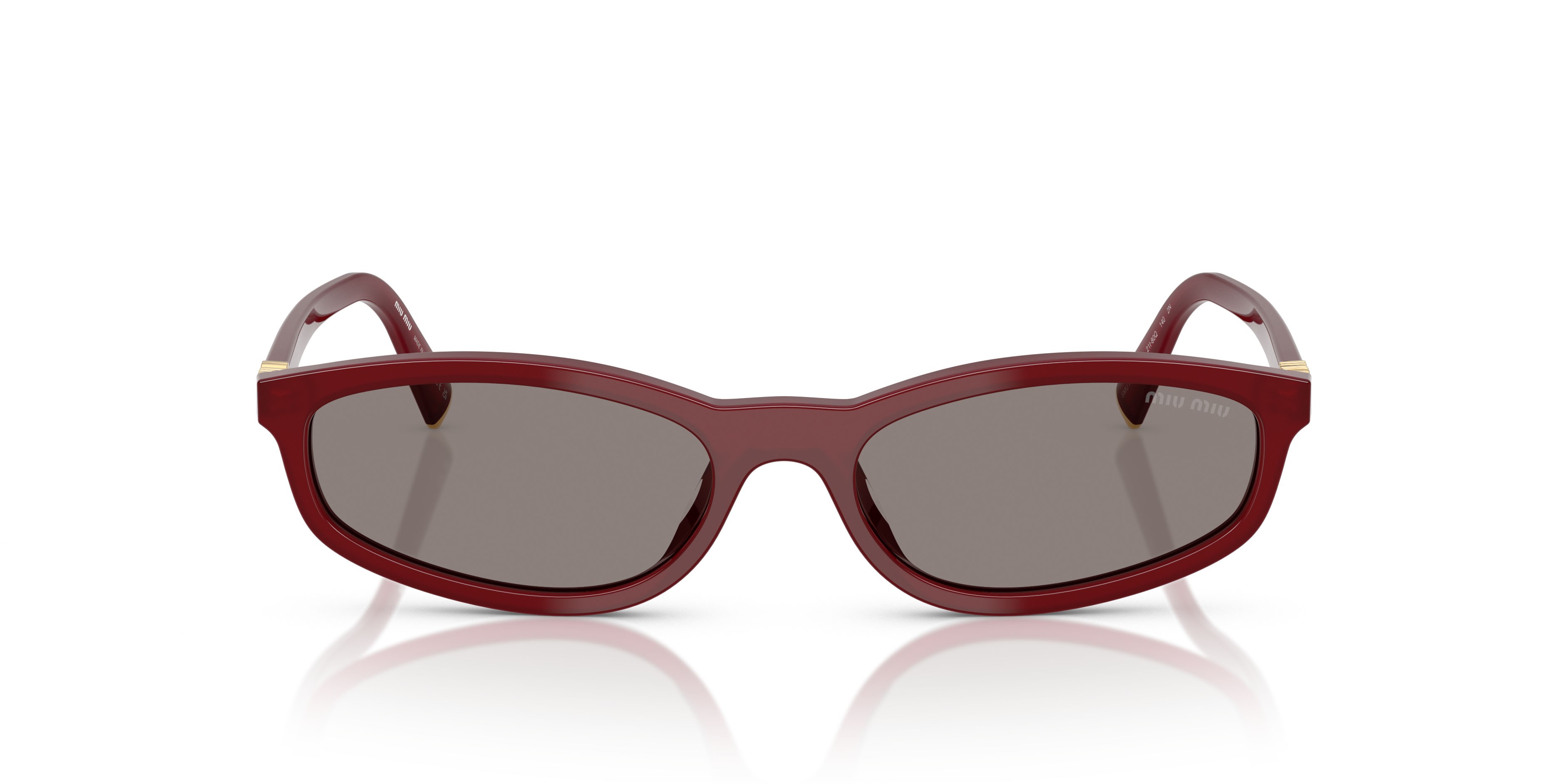 Occhiali da sole Miu Miu MU A06S (21I80Q) colore bordeaux opalescente forma irregolare lenti grigio scuro