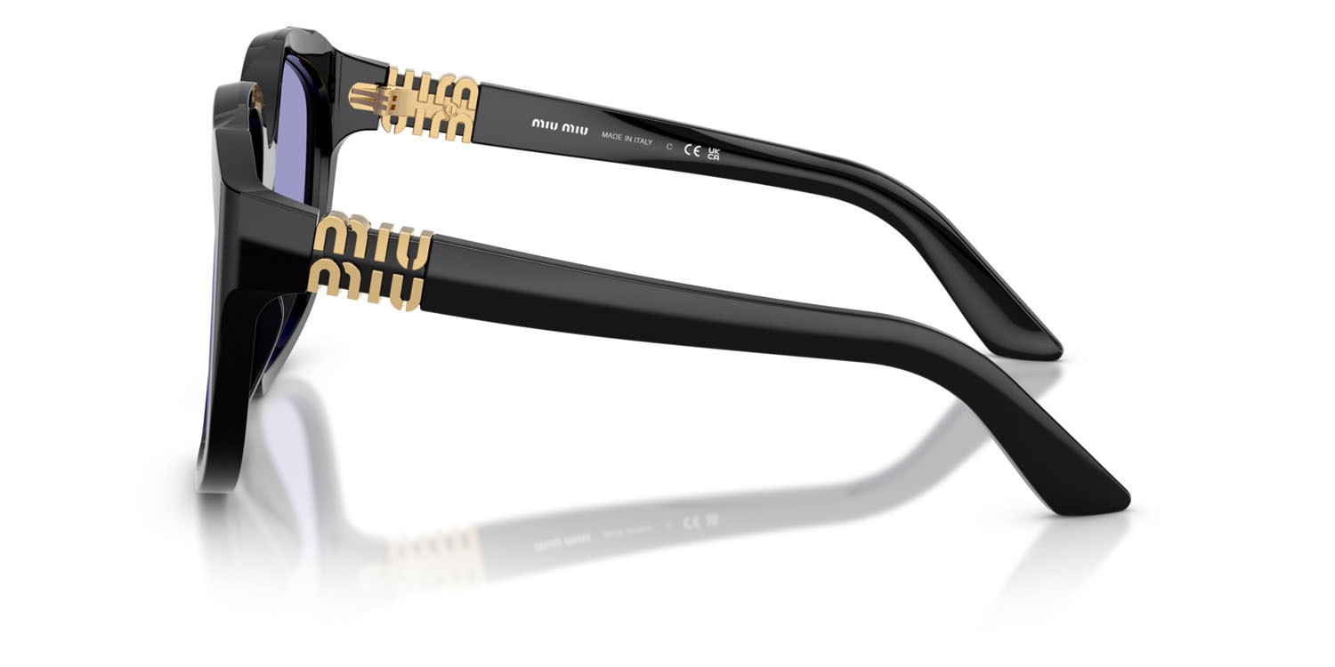 Occhiali da sole Miu Miu MU A07S (16K01O) colore nero forma irregolare lenti viola