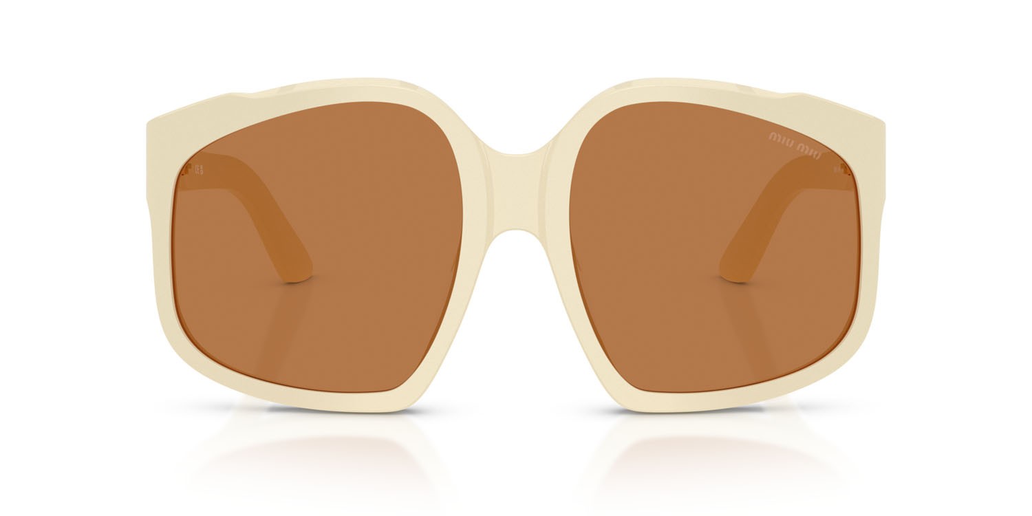 Occhiali da sole Miu Miu MU A07S (21D90Q) colore white milk forma irregolare lenti marrone
