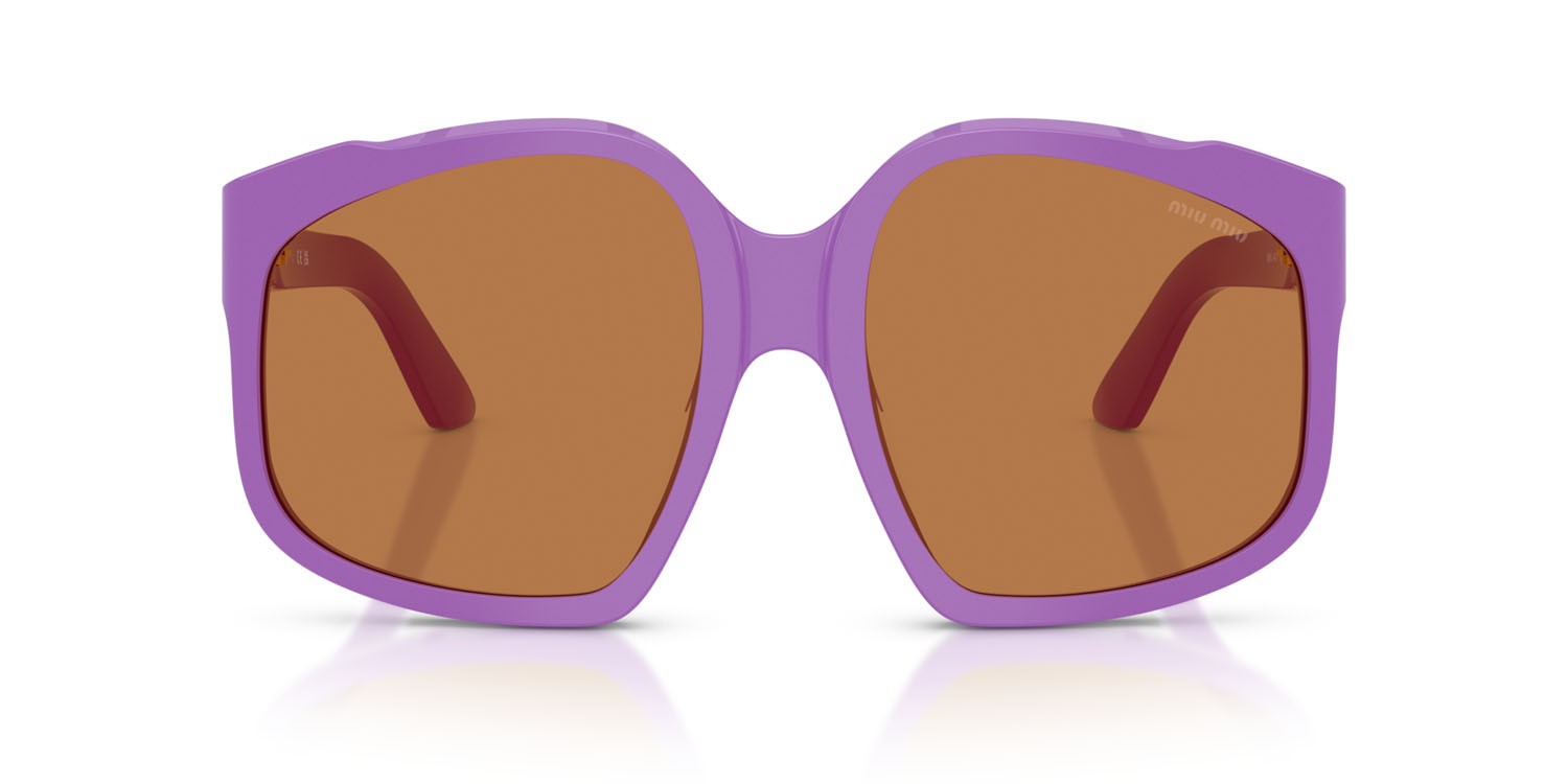 Occhiali da sole Miu Miu MU A07S (25D90Q) colore viola forma irregolare lenti marrone