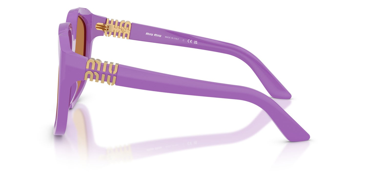 Occhiali da sole Miu Miu MU A07S (25D90Q) colore viola forma irregolare lenti marrone