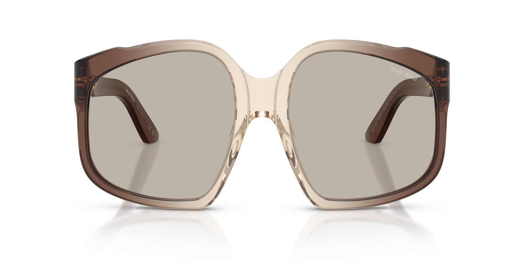 Sunglasses Miu Miu MU A07S (25G40U) color marrone sfumato shape irregular lenses marrone chiaro
