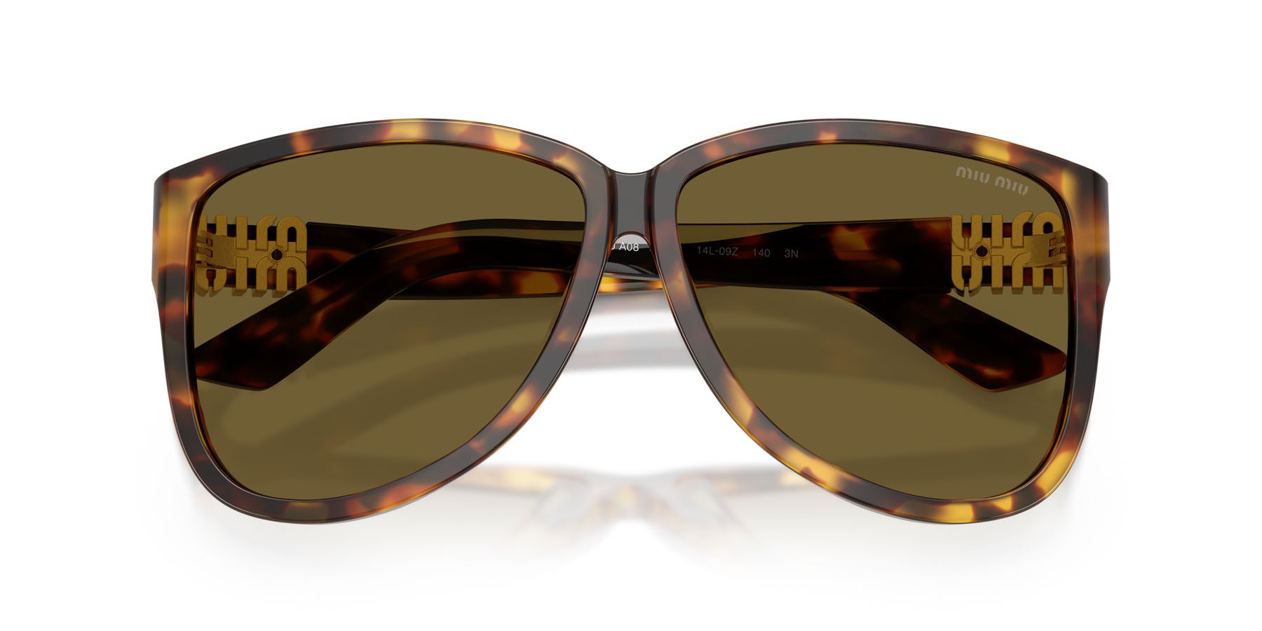 Occhiali da sole Miu Miu MU A08S (14L09Z) colore havana miele forma aviator lenti marrone scuro