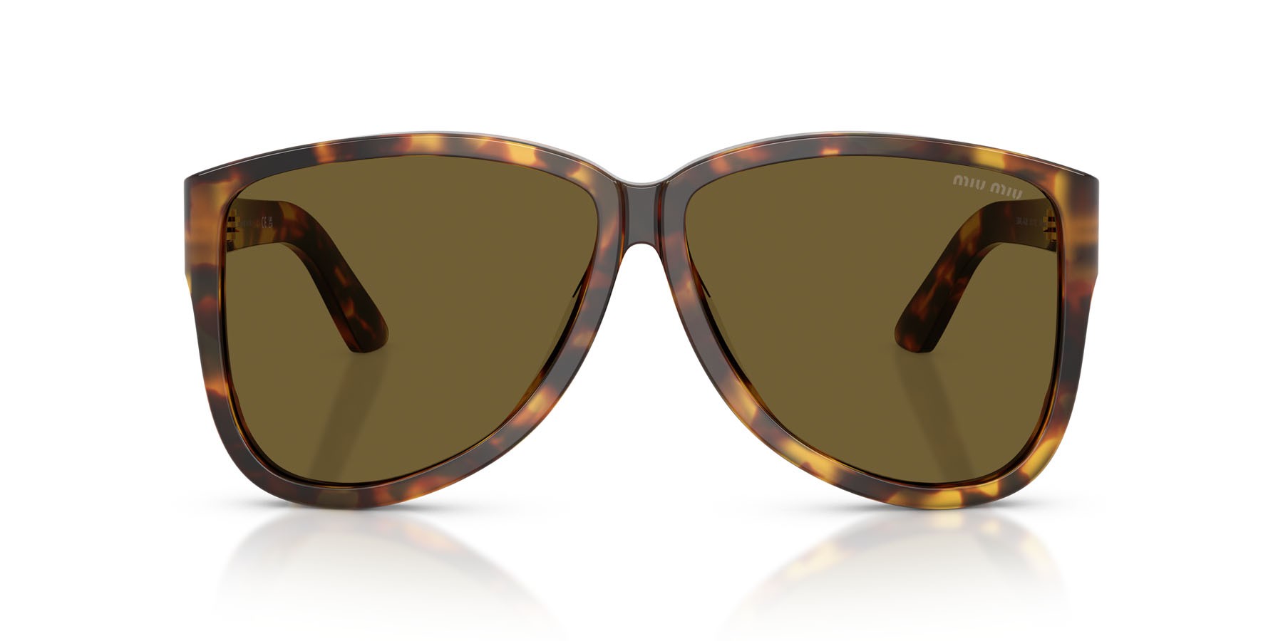 Occhiali da sole Miu Miu MU A08S (14L09Z) colore havana miele forma aviator lenti marrone scuro