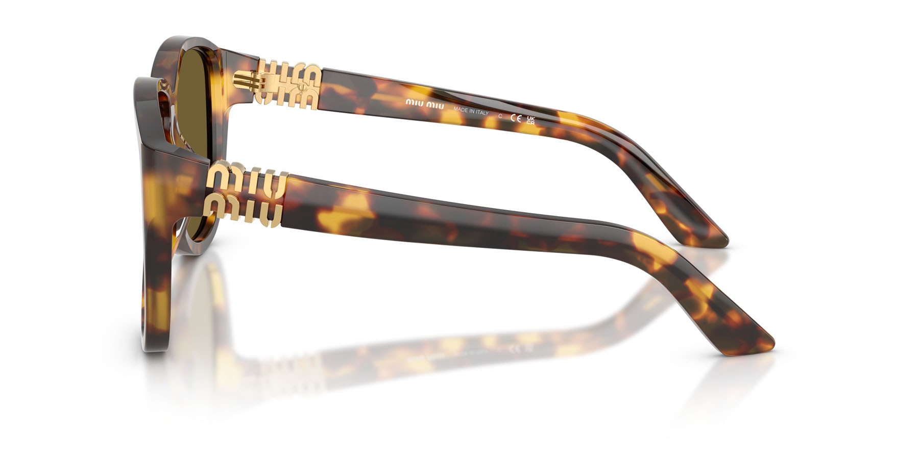 Occhiali da sole Miu Miu MU A08S (14L09Z) colore havana miele forma aviator lenti marrone scuro