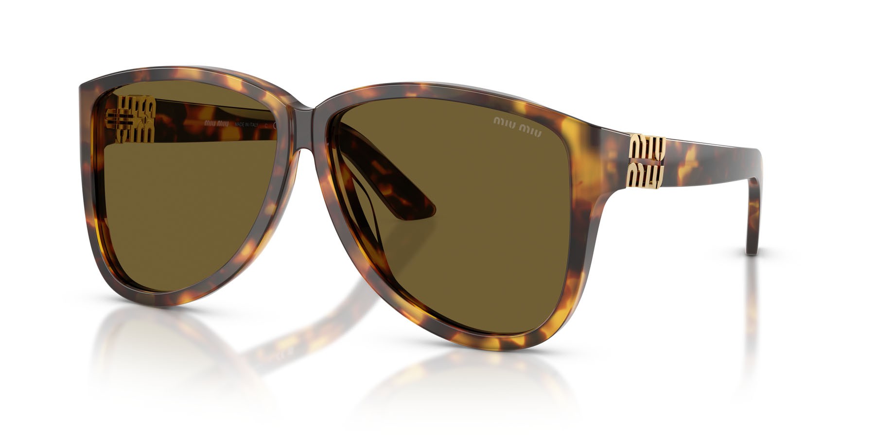 Occhiali da sole Miu Miu MU A08S (14L09Z) colore havana miele forma aviator lenti marrone scuro