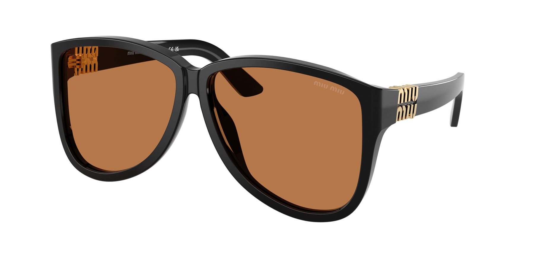 Sunglasses Miu Miu MU A08S (16K90Q) color nero shape aviator lenses marrone