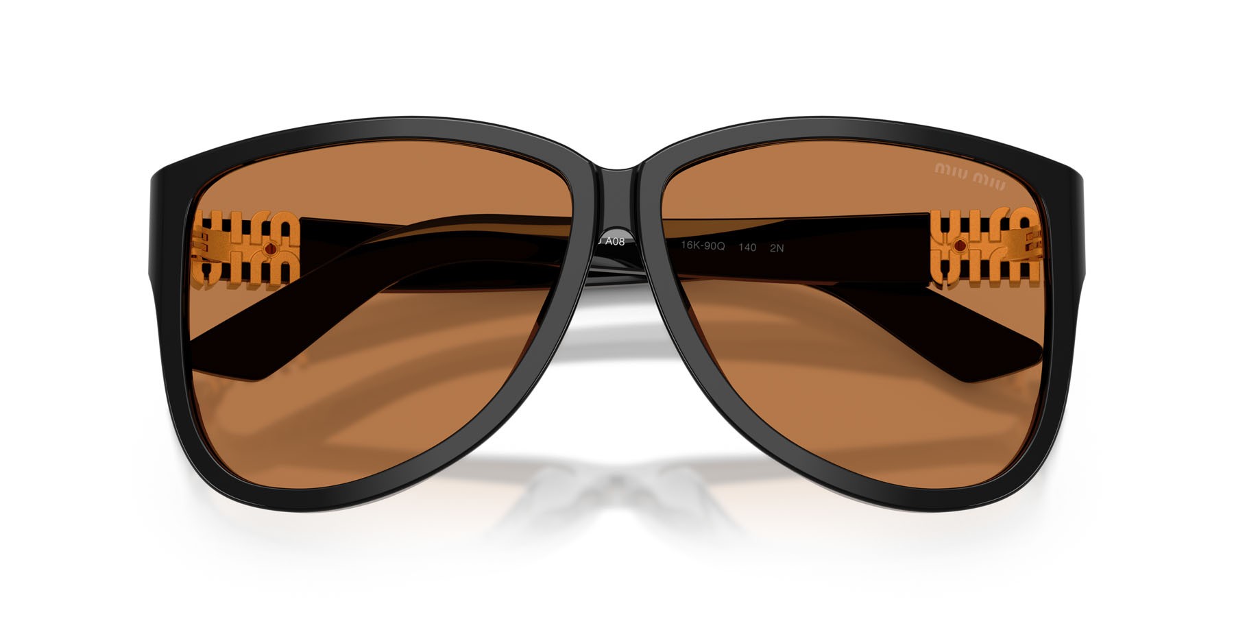 Sunglasses Miu Miu MU A08S (16K90Q) color nero shape aviator lenses marrone