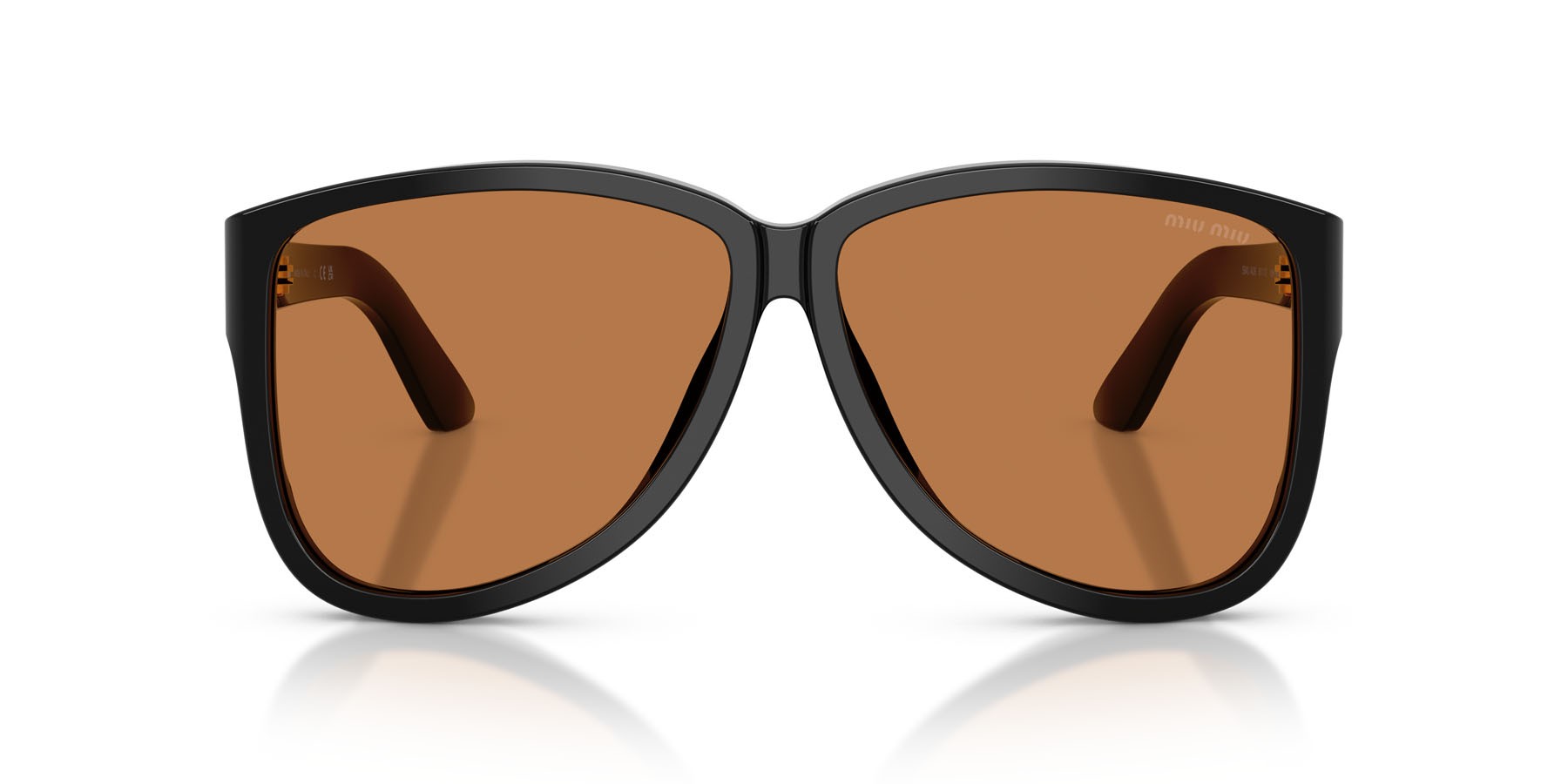 Sunglasses Miu Miu MU A08S (16K90Q) color nero shape aviator lenses marrone