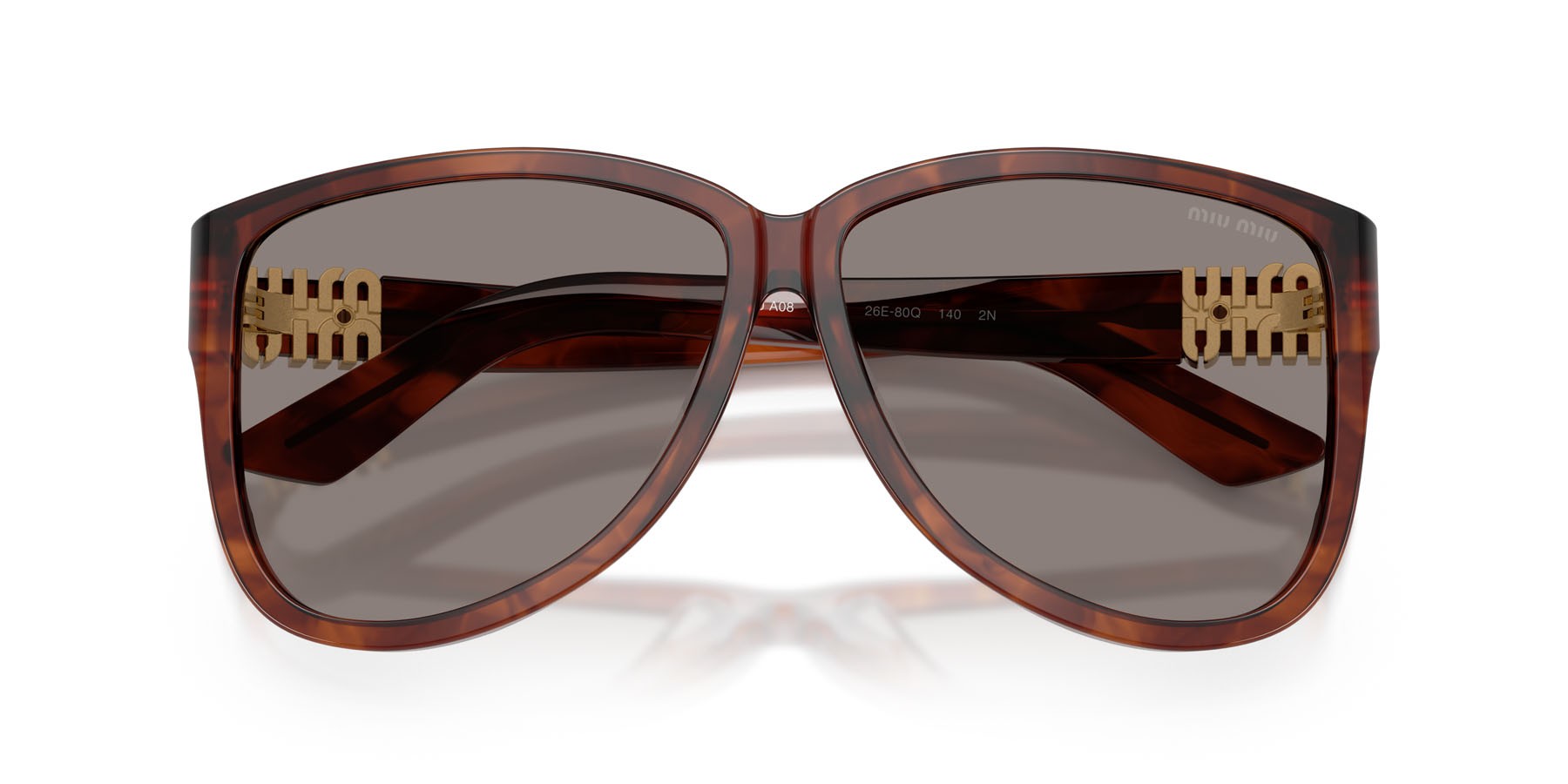 Occhiali da sole Miu Miu MU A08S (26E80Q) colore tabacco striato forma aviator lenti grigio scuro