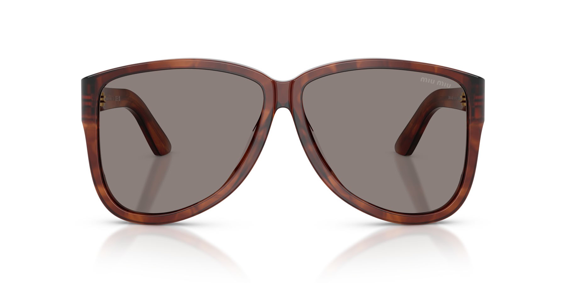Occhiali da sole Miu Miu MU A08S (26E80Q) colore tabacco striato forma aviator lenti grigio scuro