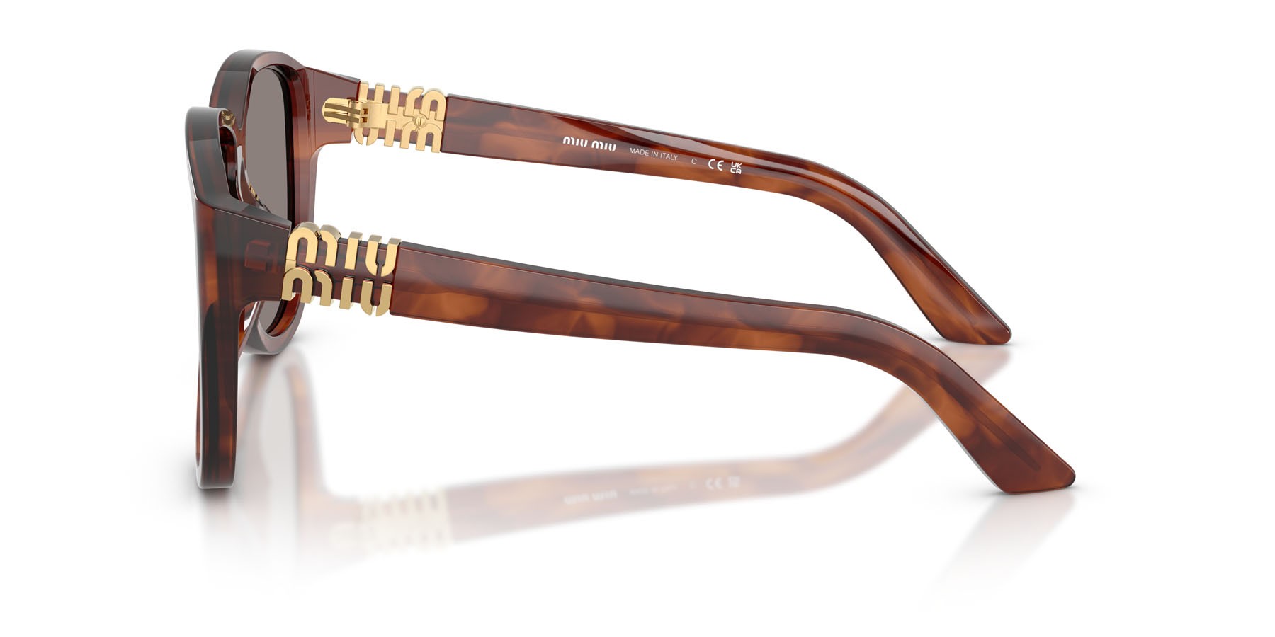 Occhiali da sole Miu Miu MU A08S (26E80Q) colore tabacco striato forma aviator lenti grigio scuro